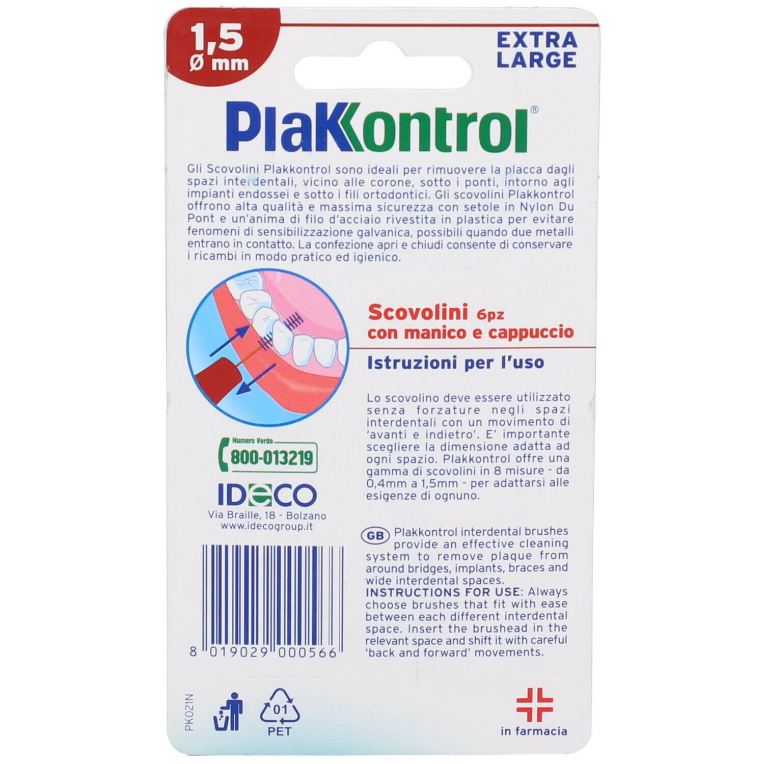 PlaKontrol Interdentalbürsten, 1,5 mm, Extra Large, 6 Stück.