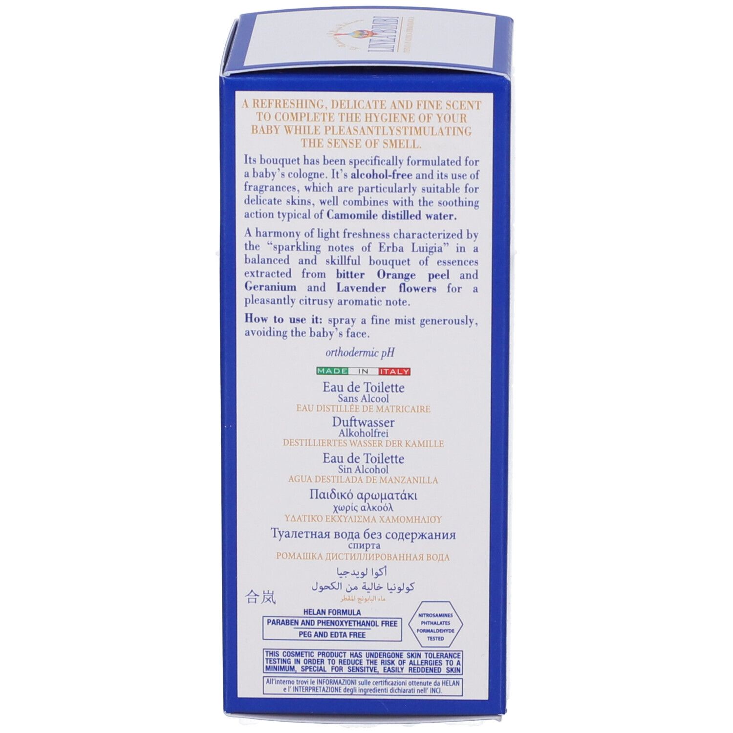 Rückseite der Kartonverpackung mit Produktinformationen und Inhaltsstoffen.