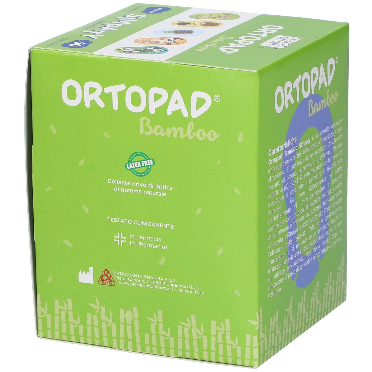 Ortopad Bamboo Simpaty Okklusionspflaster für kieferorthopädische Therapien, 50 Stück, Größe Medium.