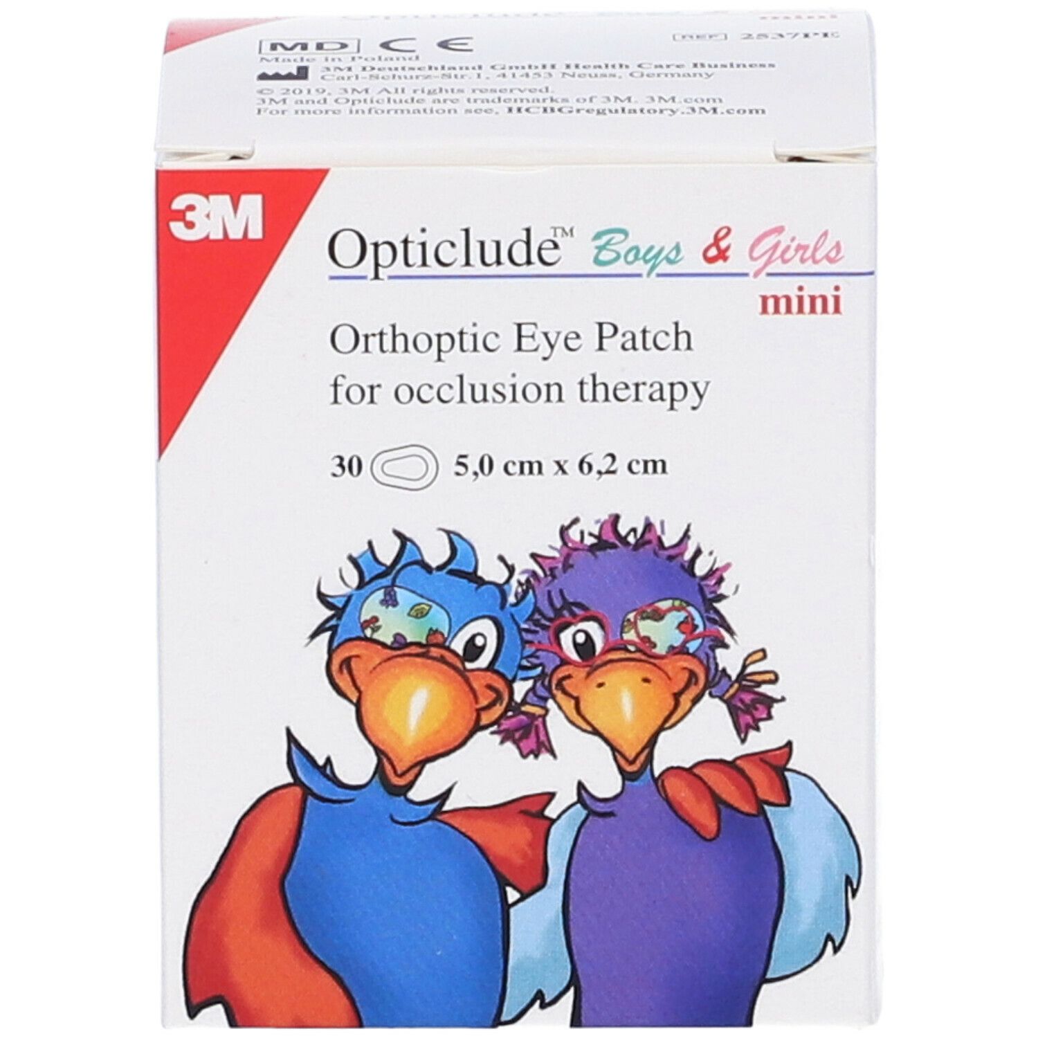 3M Opticlude Boys & Girls mini. Cerotto ortottico per terapia occlusiva. 30 pezzi. 5,0 cm x 6,2 cm. Confezione illustrata.