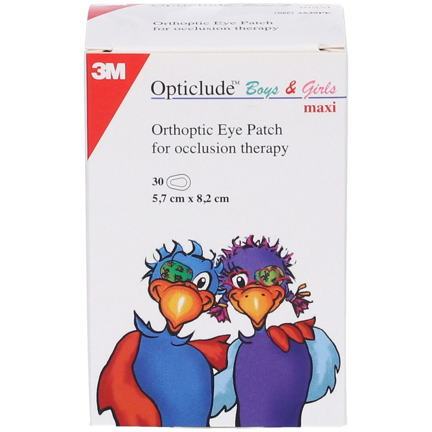 Vorderseite der Opticlude Boys & Girls Verpackung. Zeigt Produktname, Inhalt und Größe.