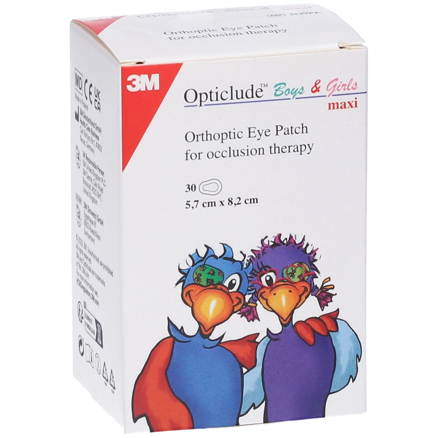 Vorderseite der Opticlude Boys & Girls Verpackung. Zeigt Produktname, Inhalt und Größe.