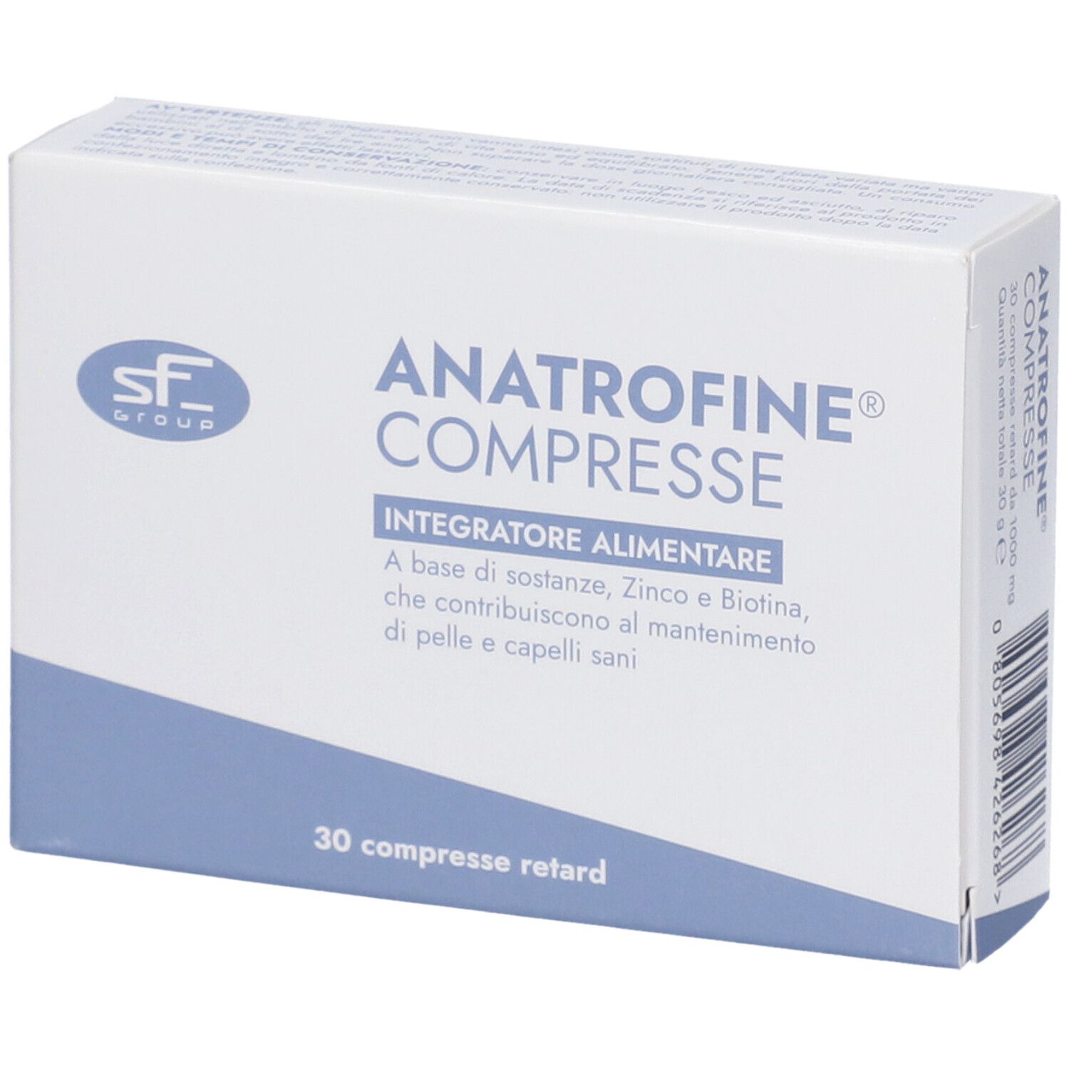 Anatrofine Integratore per Capelli e Unghie con Zinco e Biotina 30 Compresse Retard - S.F. Group - Immagine 8