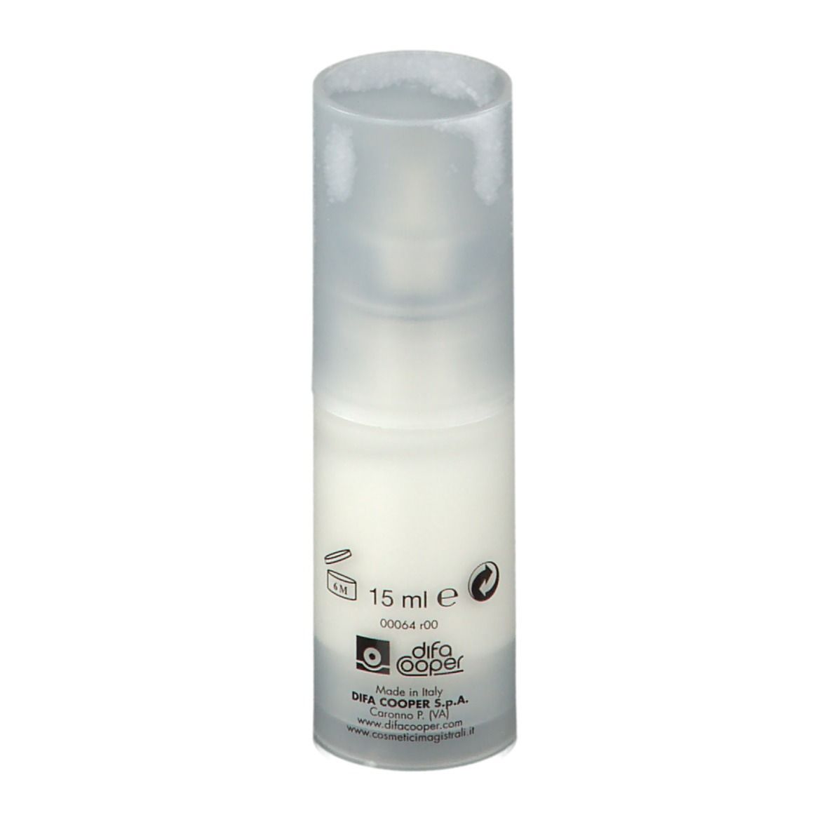 Flacon blanc avec étiquette. Texte: Jaluronius Intensive, Emulsion, Firming & Moisturising. Cosmetici magistrali.