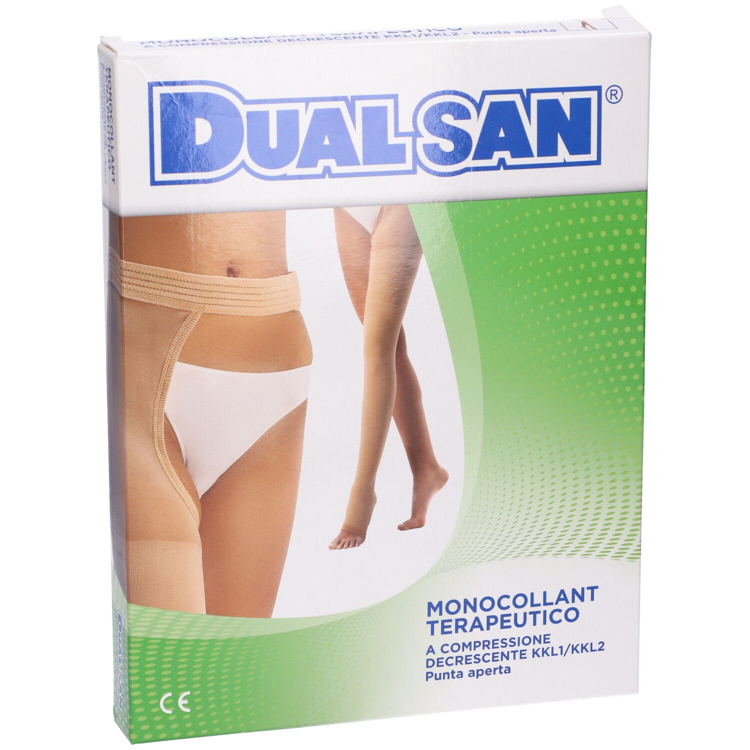 Fronte della confezione Dualsan Monocollant Terapeutico. Immagine del prodotto e marchio.