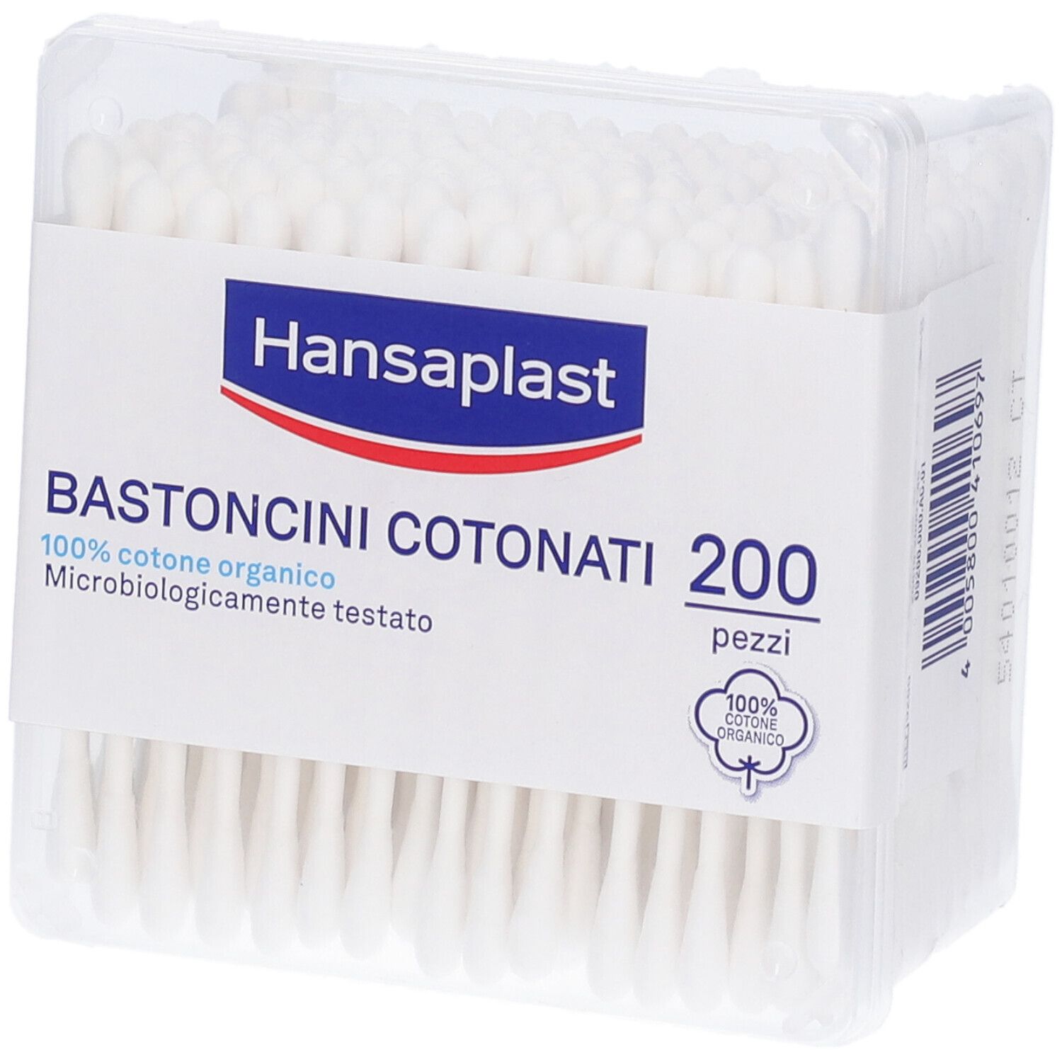 Hansaplast Wattestäbchen, 200 Stück, 100% Bio-Baumwolle, mikrobiologisch getestet.