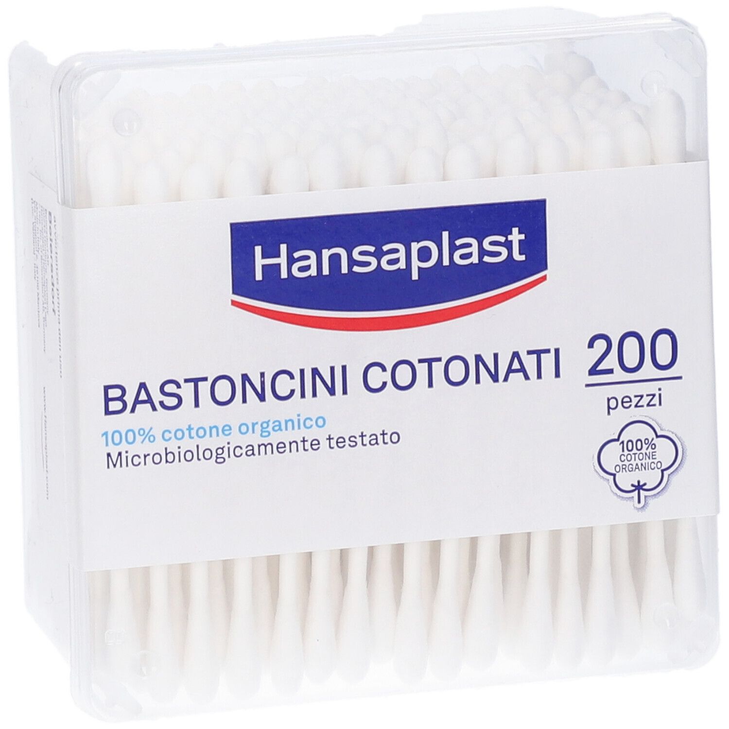 Hansaplast Wattestäbchen, 200 Stück, 100% Bio-Baumwolle, mikrobiologisch getestet.
