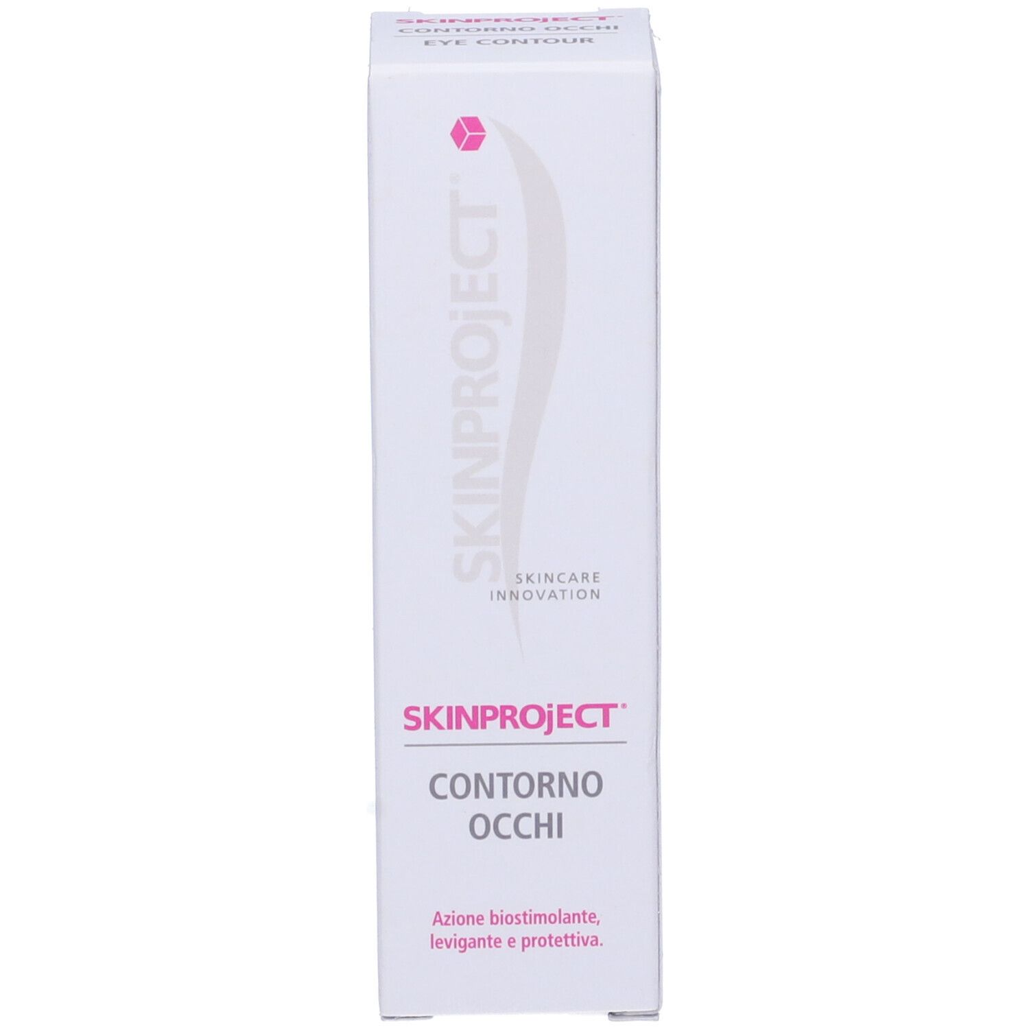 Scatola bianca. Stampato: SKINPROJECT, Contorno Occhi, EYE CONTOUR.