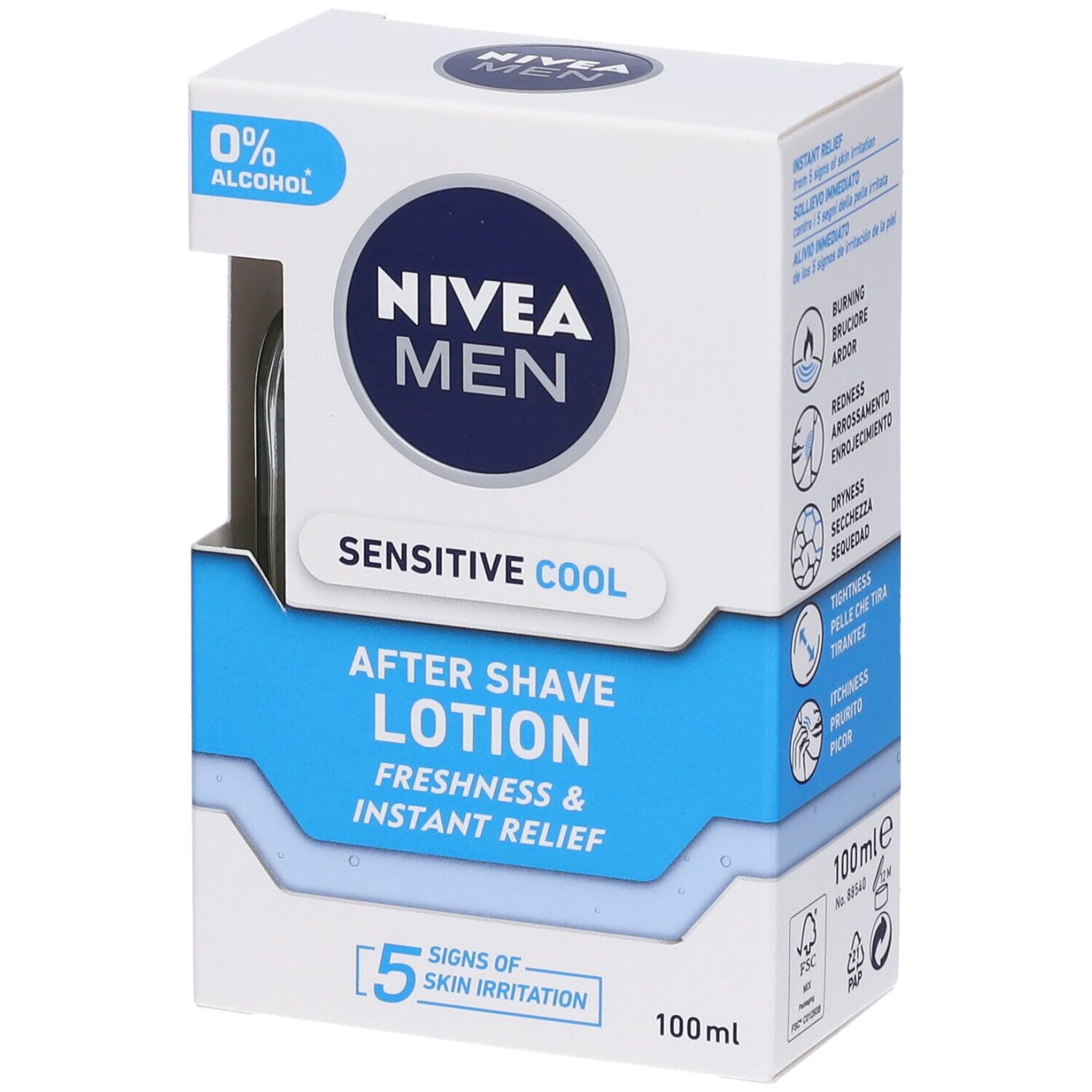Nivea Men Sensitive Cool Lozione Dopobarba 100 ml, Dopobarba uomo lenitivo e rinfrescante