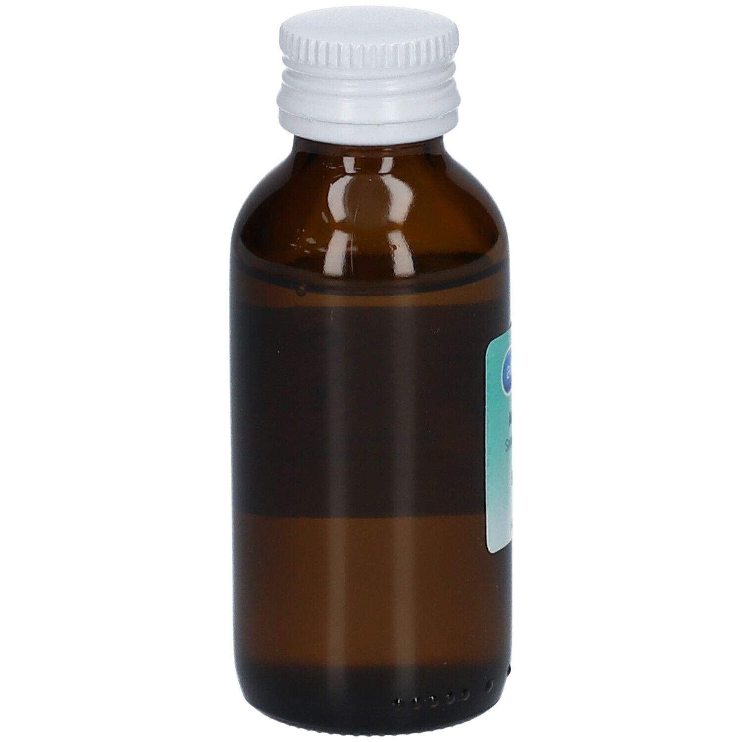 Braune Glasflasche mit weißem Schraubverschluss. Etikett mit Produktnamen und 50 ml. Alvita Aceton.
