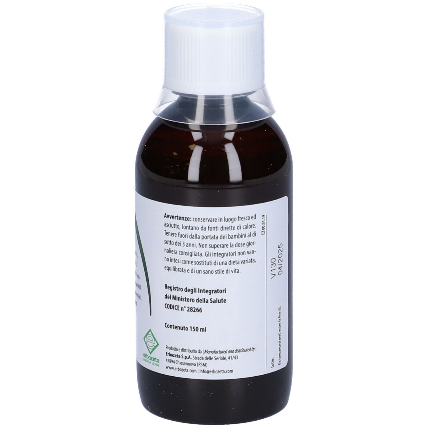 Flacone marrone con tappo bianco ed etichetta. Scritta Colidep. 150 ml.