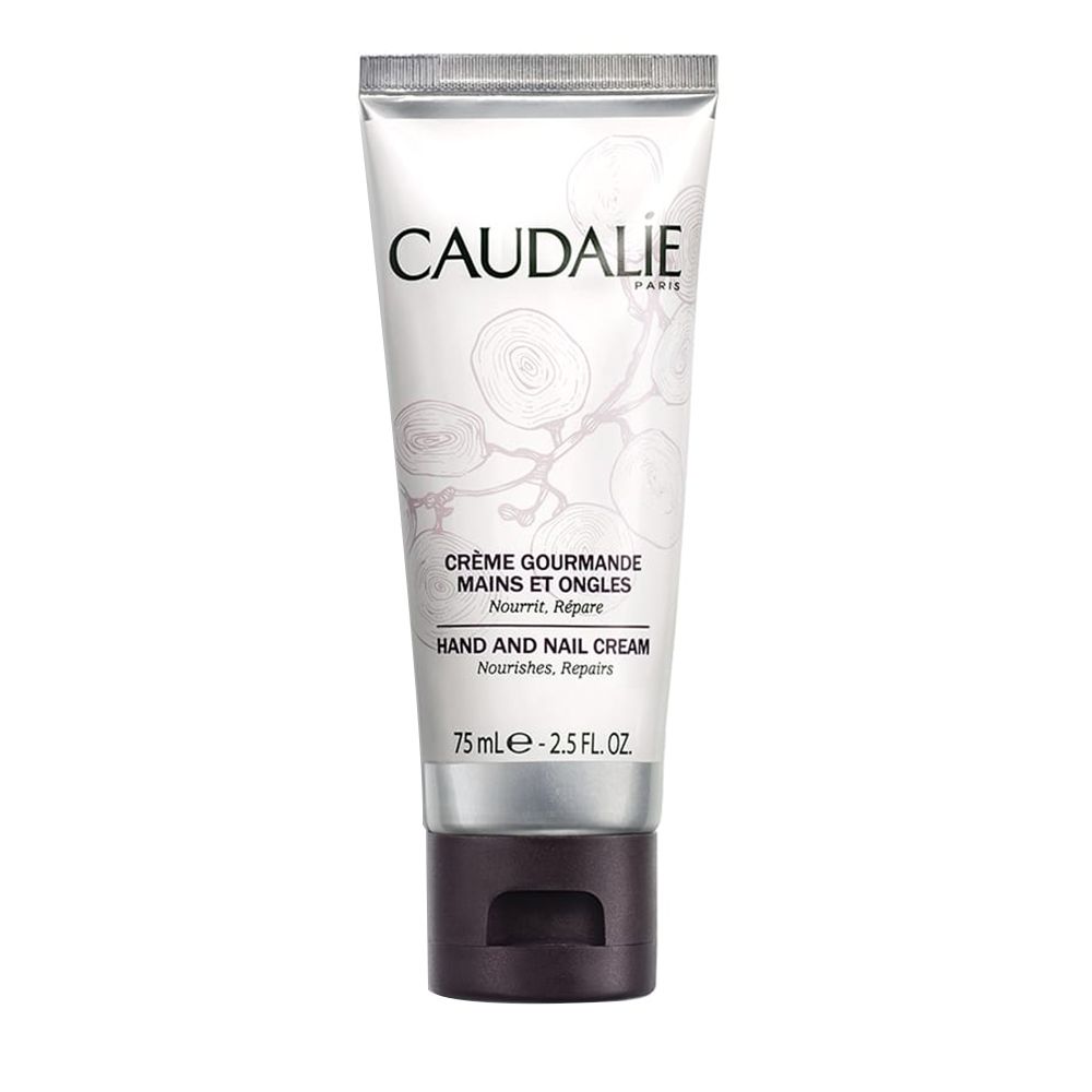 Tube de crème CAUDALÍE. Texte: Crème Gourmande Mains et Ongles, Hand and Nail Cream. 75 ml.