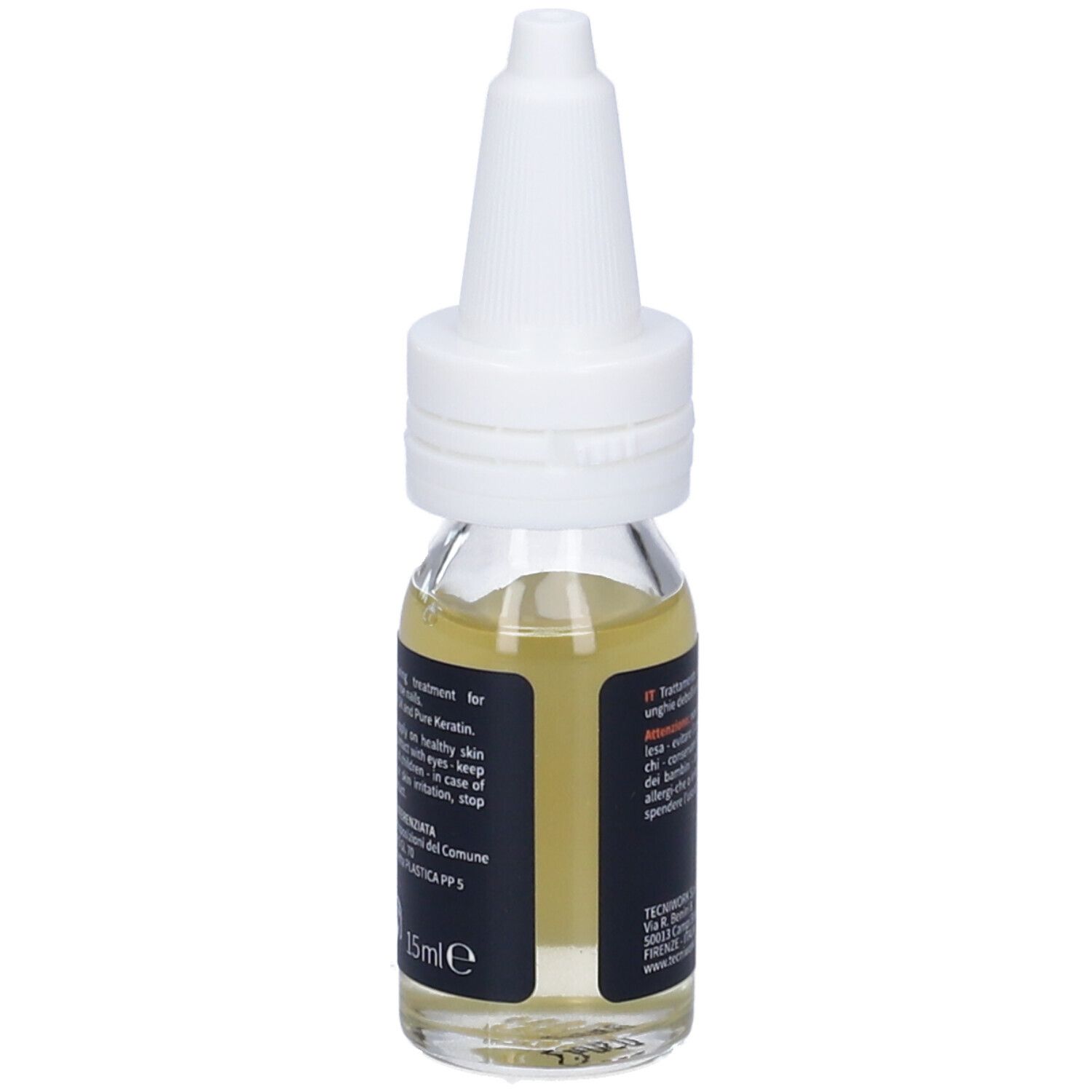 Piccolo flacone con tappo bianco. Scritta: "TecniWork Rigenamed Plus".