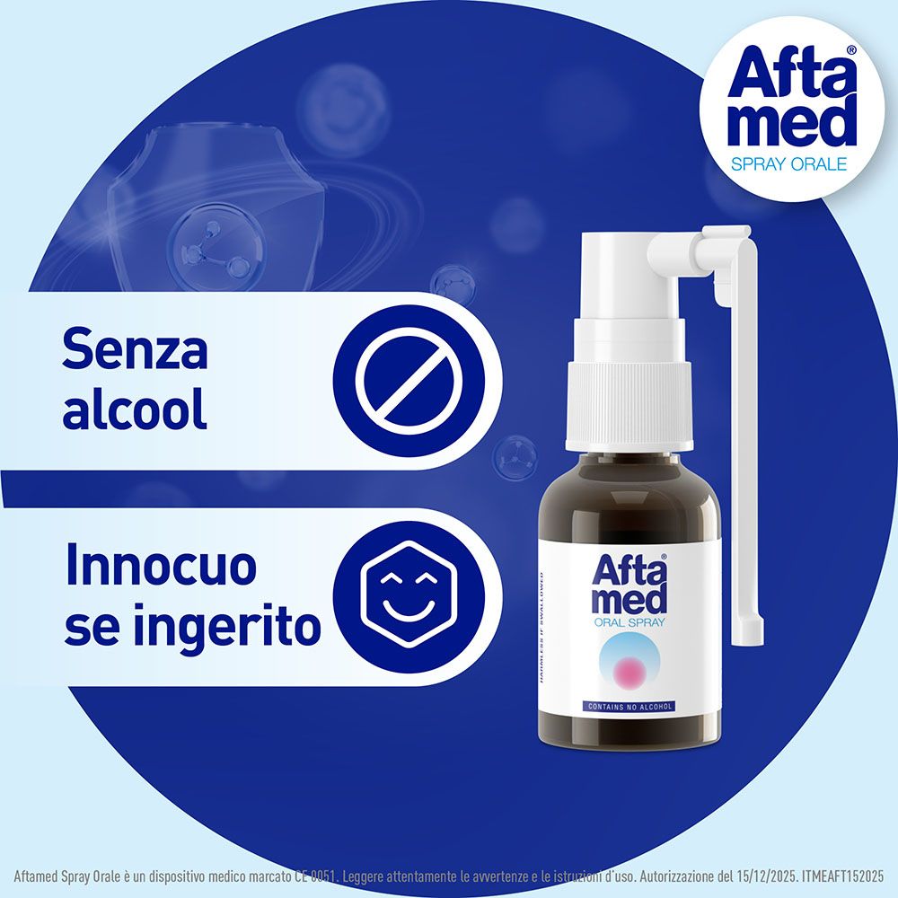 Aftamed Spray. Ohne Alkohol. Unschädlich bei Verschlucken. Produktmerkmale.
