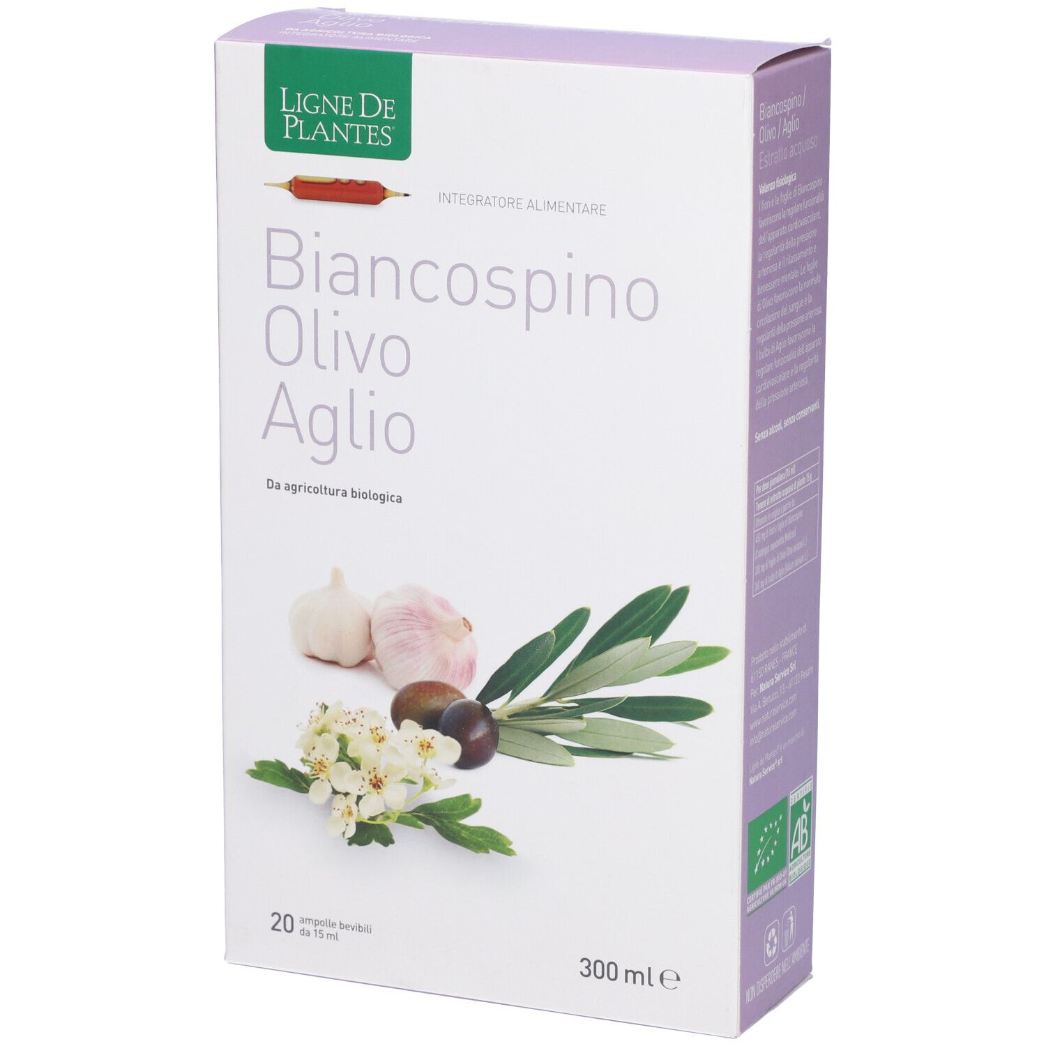 Biancospino Olivo Aglio Biologico 20 Ampolle Bevibili Da 15 Ml
