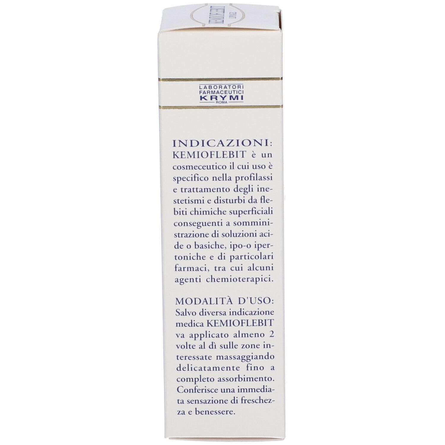 Scatola KEMIOFLEBIT Lipogel. Testo: Indicazioni, istruzioni per l'uso. Laboratori Krymi.