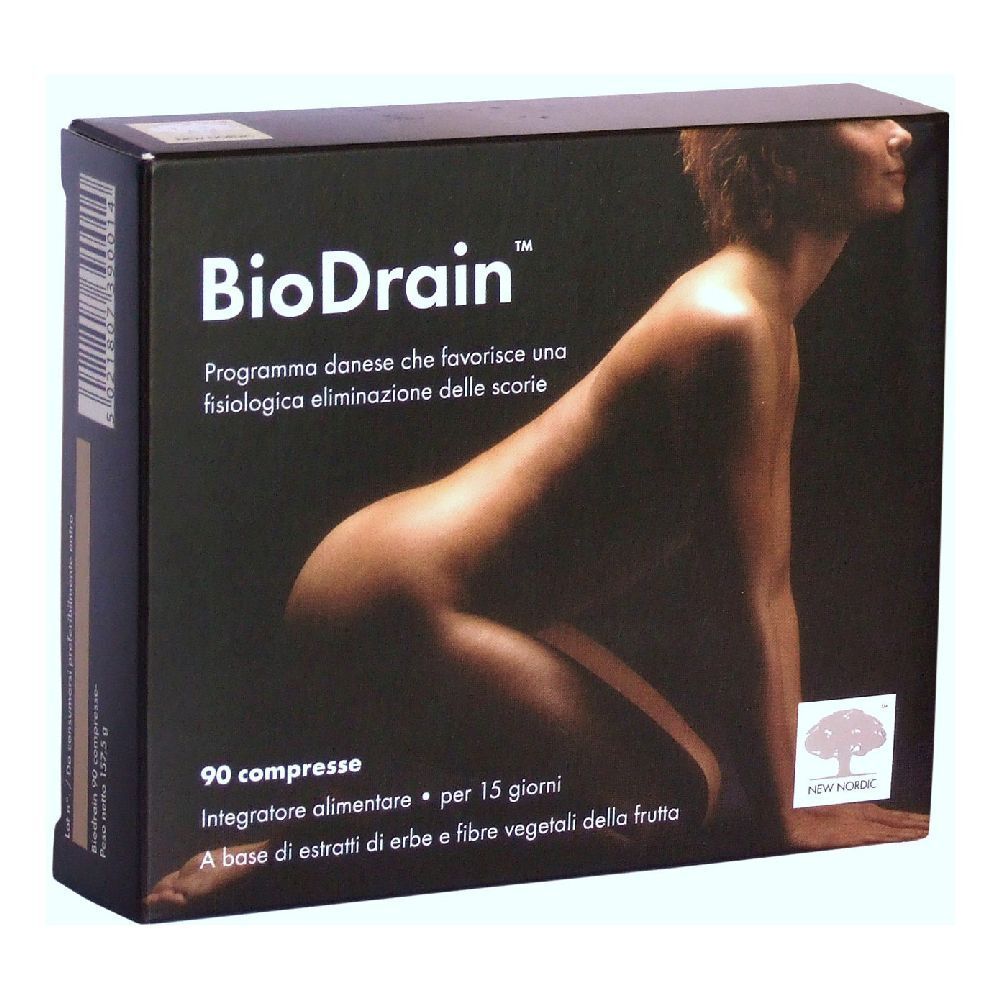 Scatola nera con nome del prodotto e immagine di donna. Testo: 90 compresse, integratore alimentare.