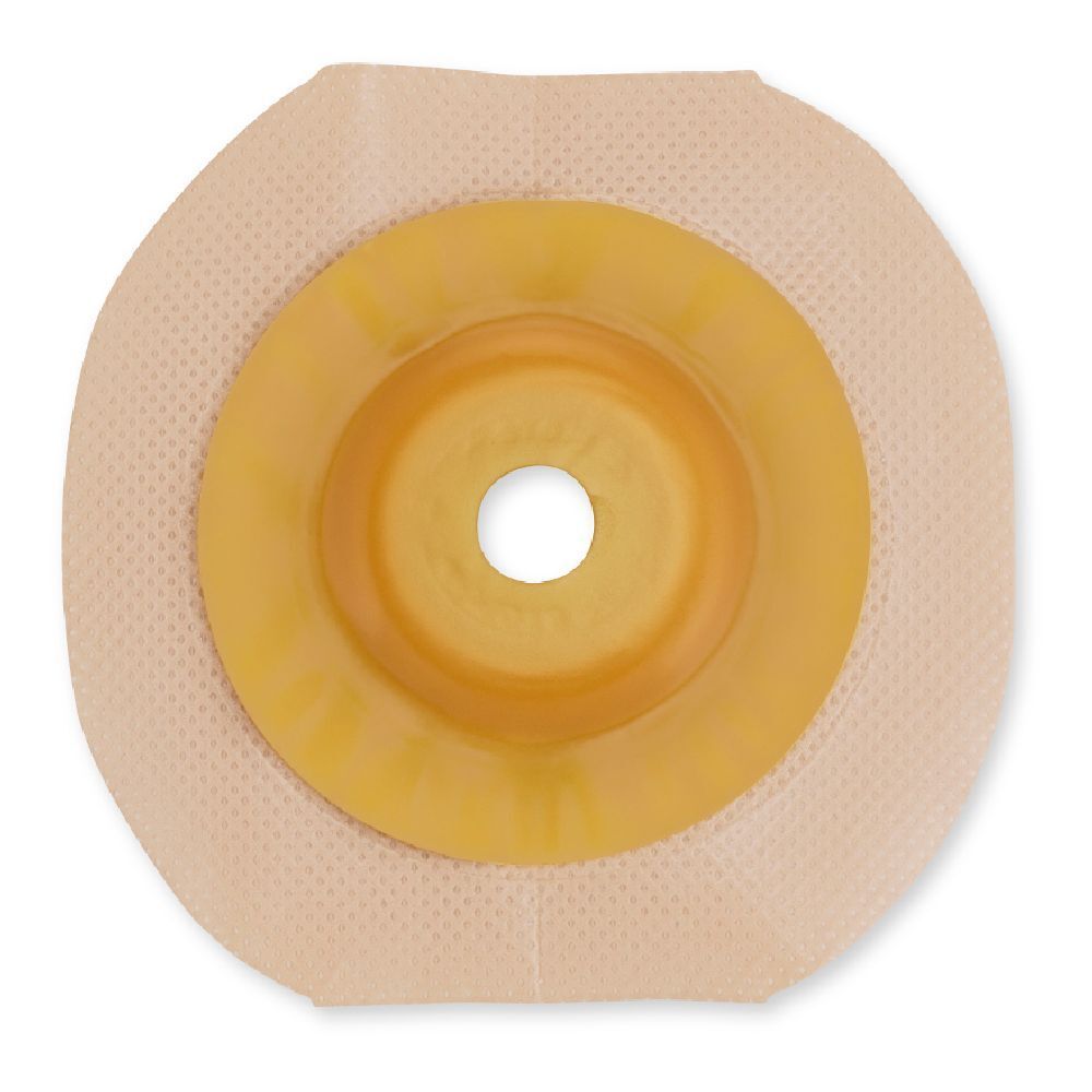 Placca base beige circolare con foro centrale giallo. Anello giallo all'interno. Materiale beige strutturato all'esterno.