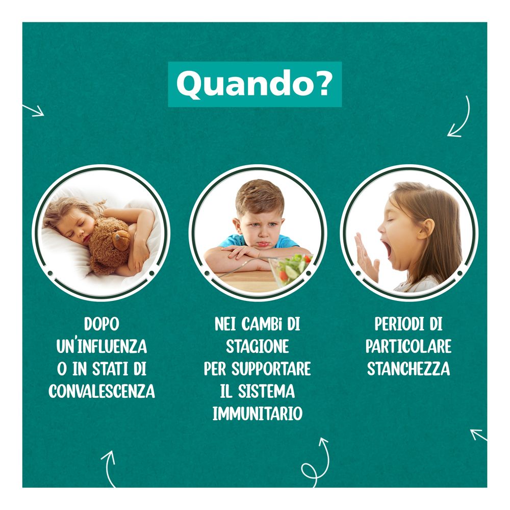Tre bambini. Dopo influenza, affaticamento, cambiamenti stagionali.