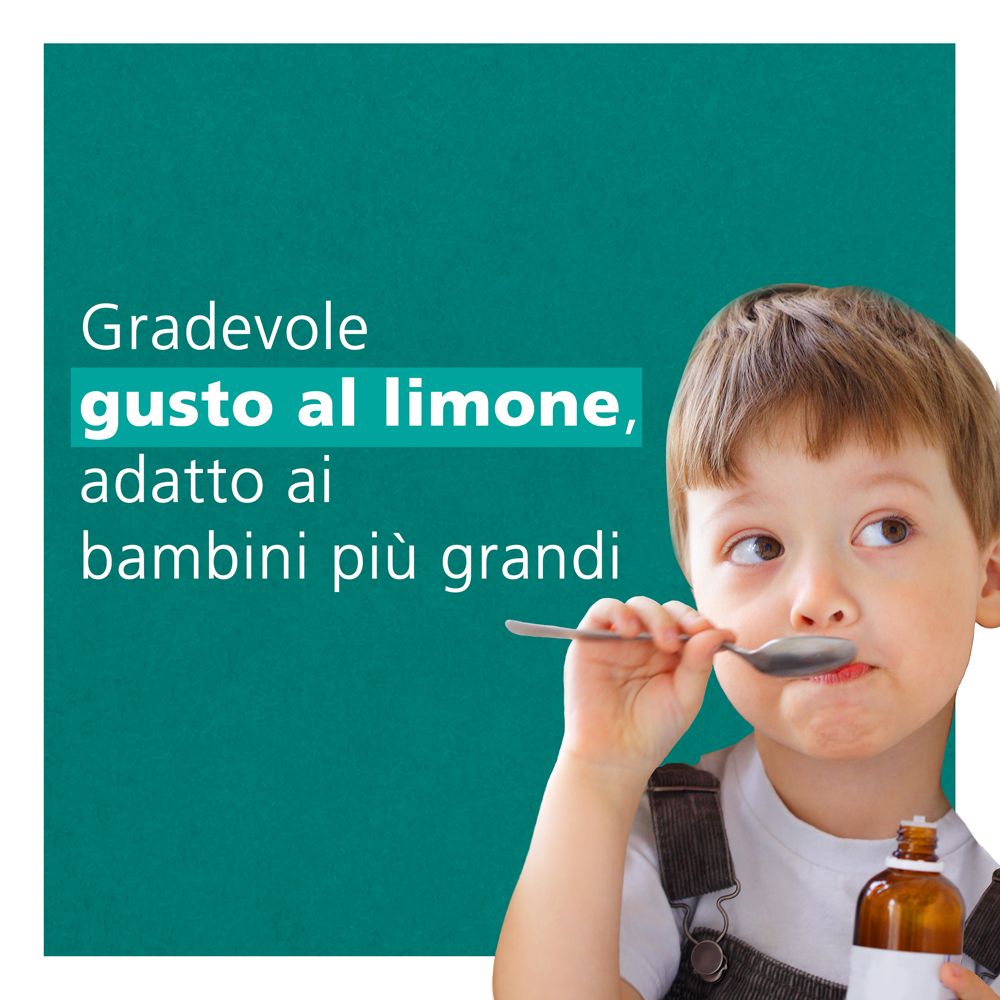 Bambino con cucchiaio. Gusto limone. Per bambini più grandi.