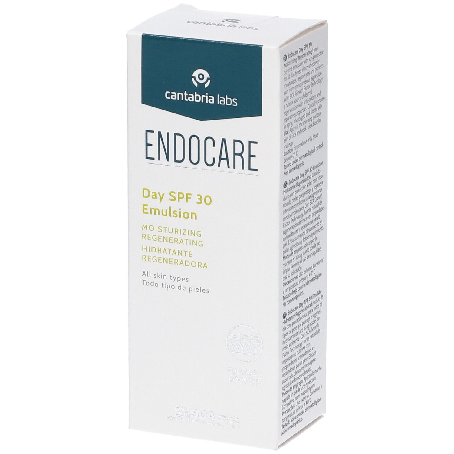 Endocare Day SPF 30 Emulsion Kartonverpackung mit Produktinformationen.