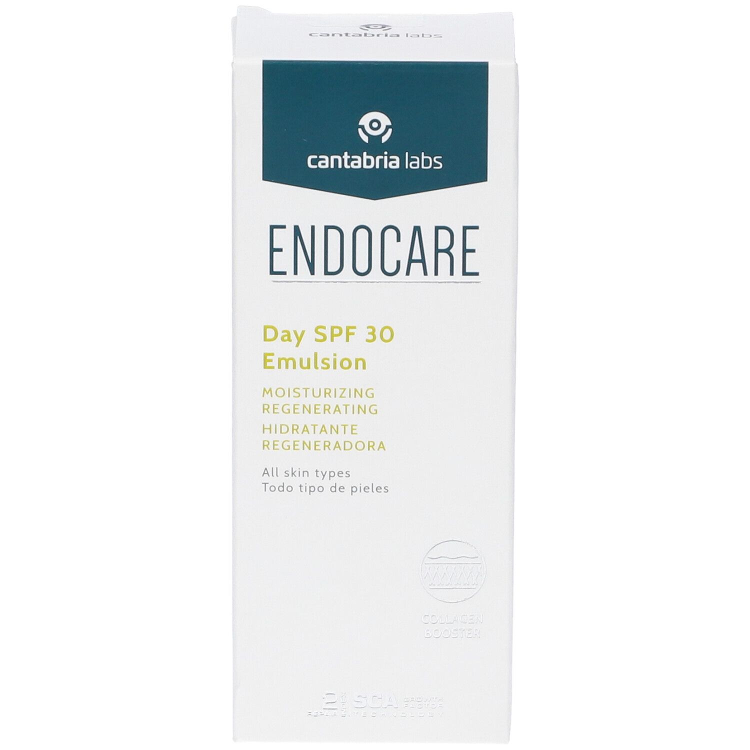 Endocare Day SPF 30 Emulsion Karton, Vorderseite mit Logo und Produktbezeichnung.