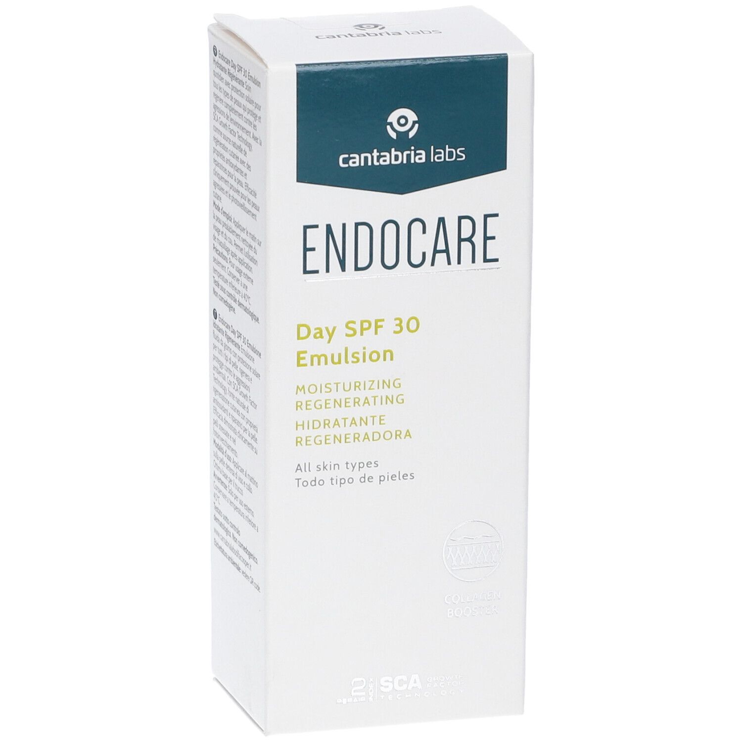 Endocare Day SPF 30 Emulsion Karton, Vorderseite mit Logo und Produktbezeichnung.