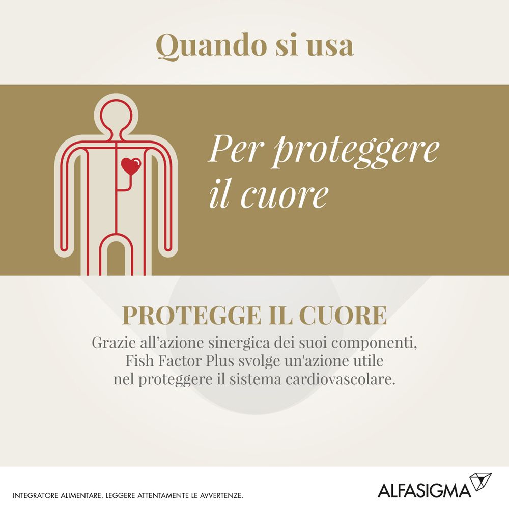 Grafica con un corpo umano. Testo: Per proteggere il cuore. Marchio: Alfasiigma.