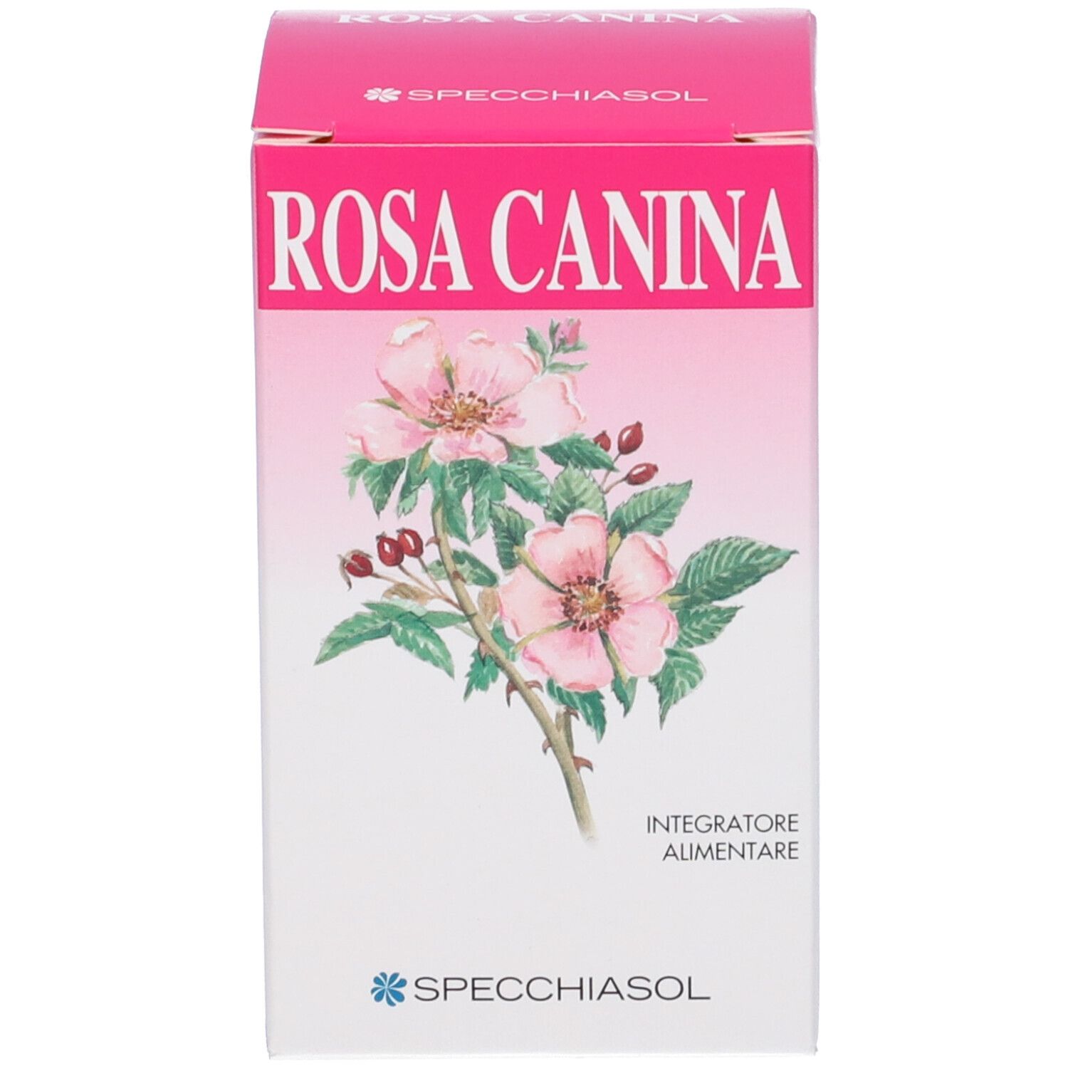 Confezione del prodotto con "Rosa Canina" e immagine.