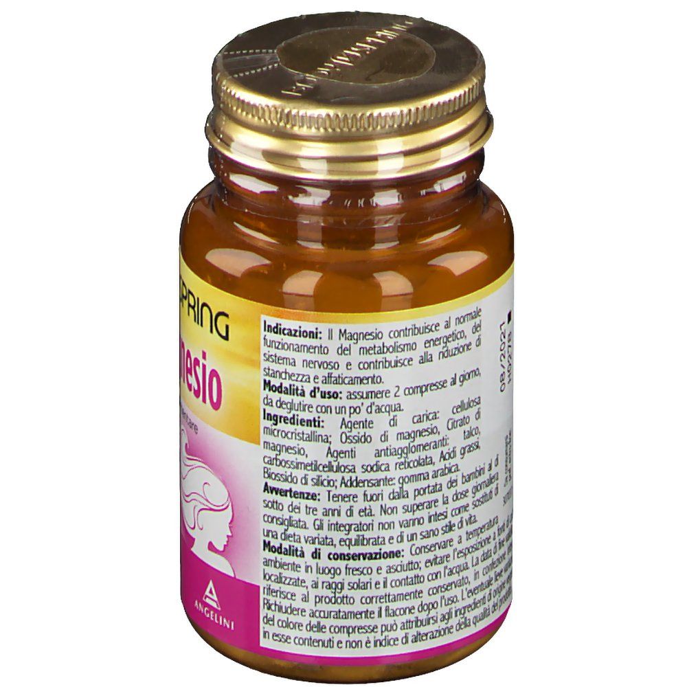 Retro del flacone. Testo in italiano. Contiene informazioni sugli ingredienti e l'uso. Etichetta rosa.