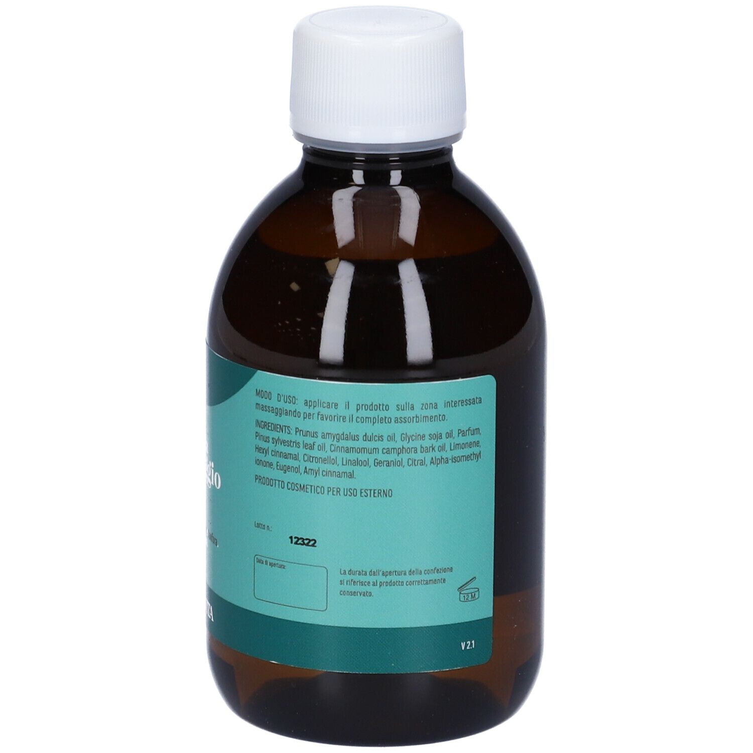 Braune Glasflasche mit weißem Schraubverschluss, gefüllt mit Flüssigkeit. Etikett mit Inhaltsstoffen und Anwendungshinweisen.