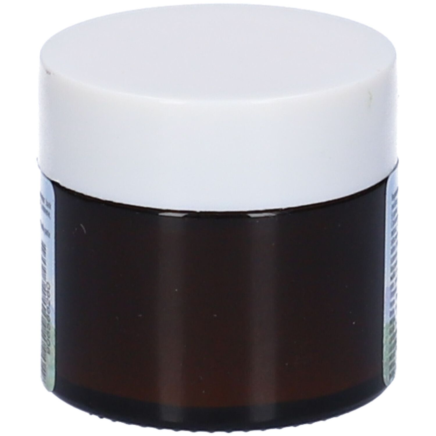 Vaso marrone con coperchio bianco. Nessuna etichetta visibile.