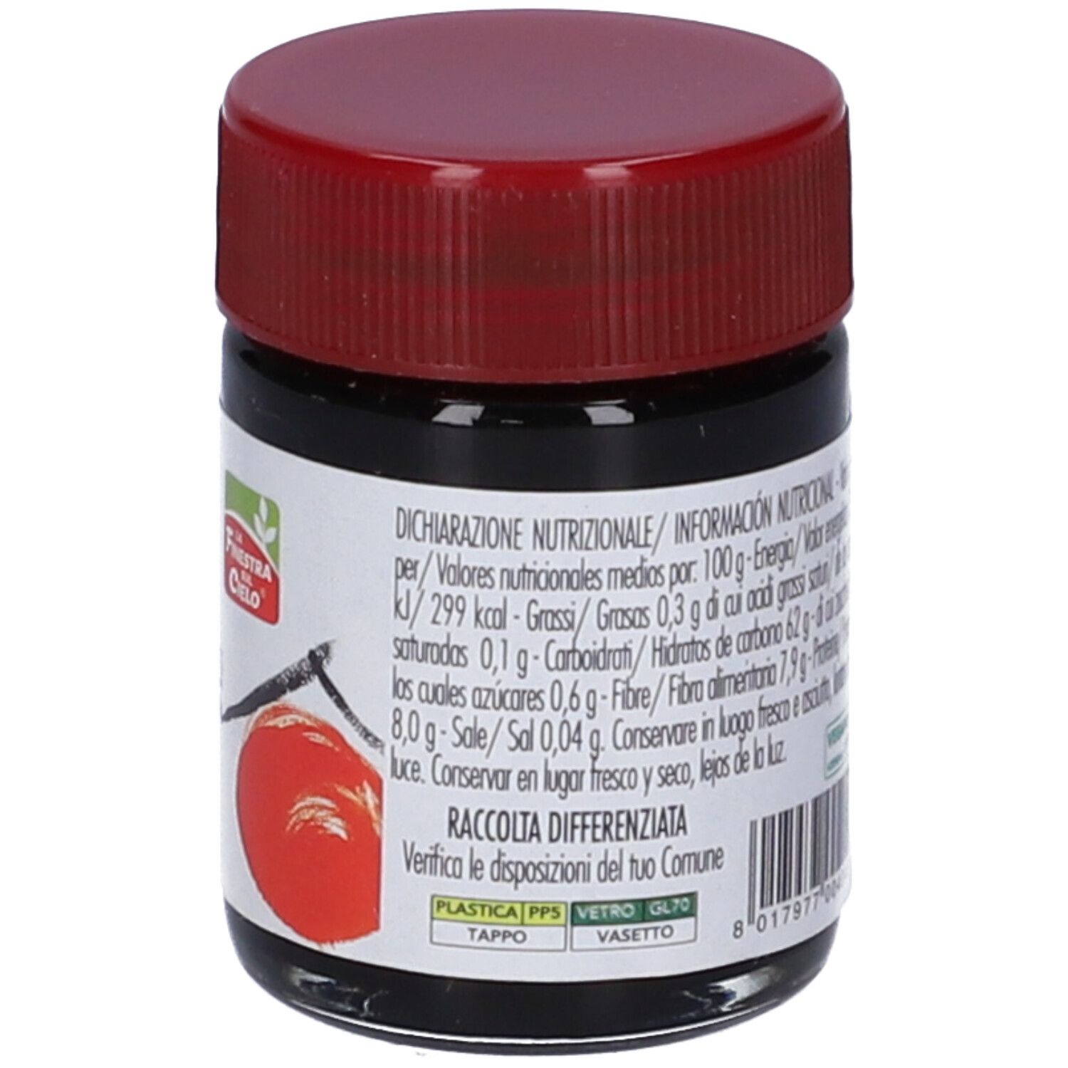 Vasetto con tappo rosso. Etichetta con testo: UME, Concentrato di Polpa di Prugne Giapponesi. Logo La Finestra sul Cielo.