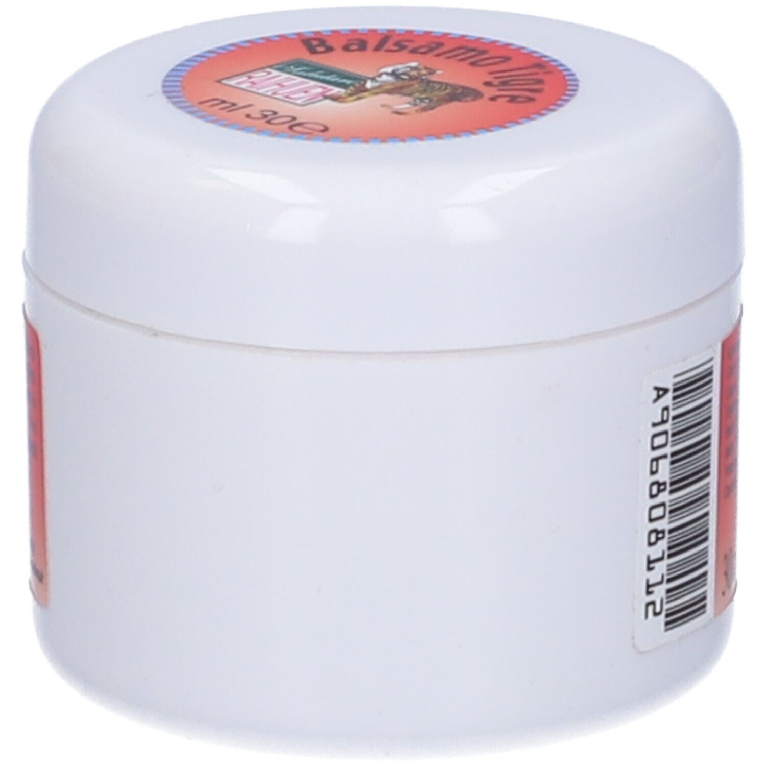Vasetto bianco con etichetta rossa. "30 ml" visibili.