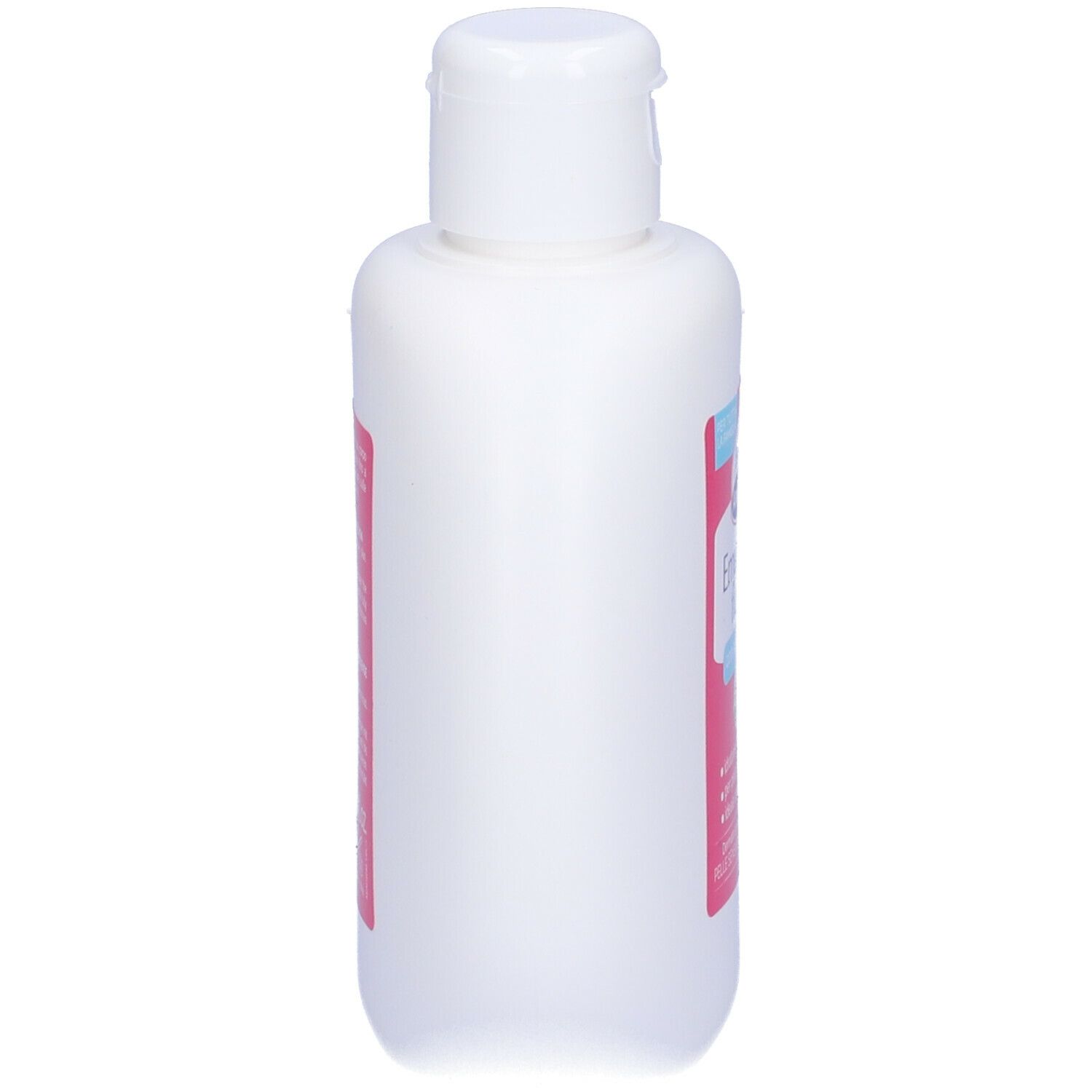 Flacone bianco Euphidra AmidoMio Emulsione Fluida. Etichetta rosa con testo. Tappo bianco.