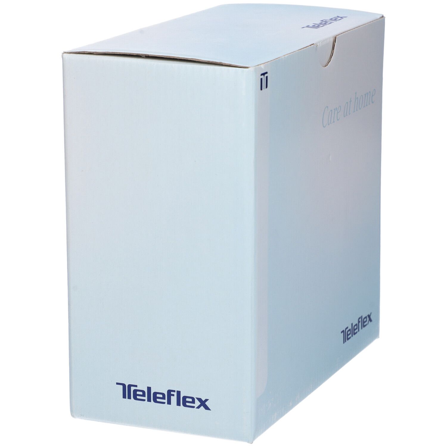 Confezione in cartone con logo Teleflex e testo 'Care at home'. La confezione è azzurra e bianca.