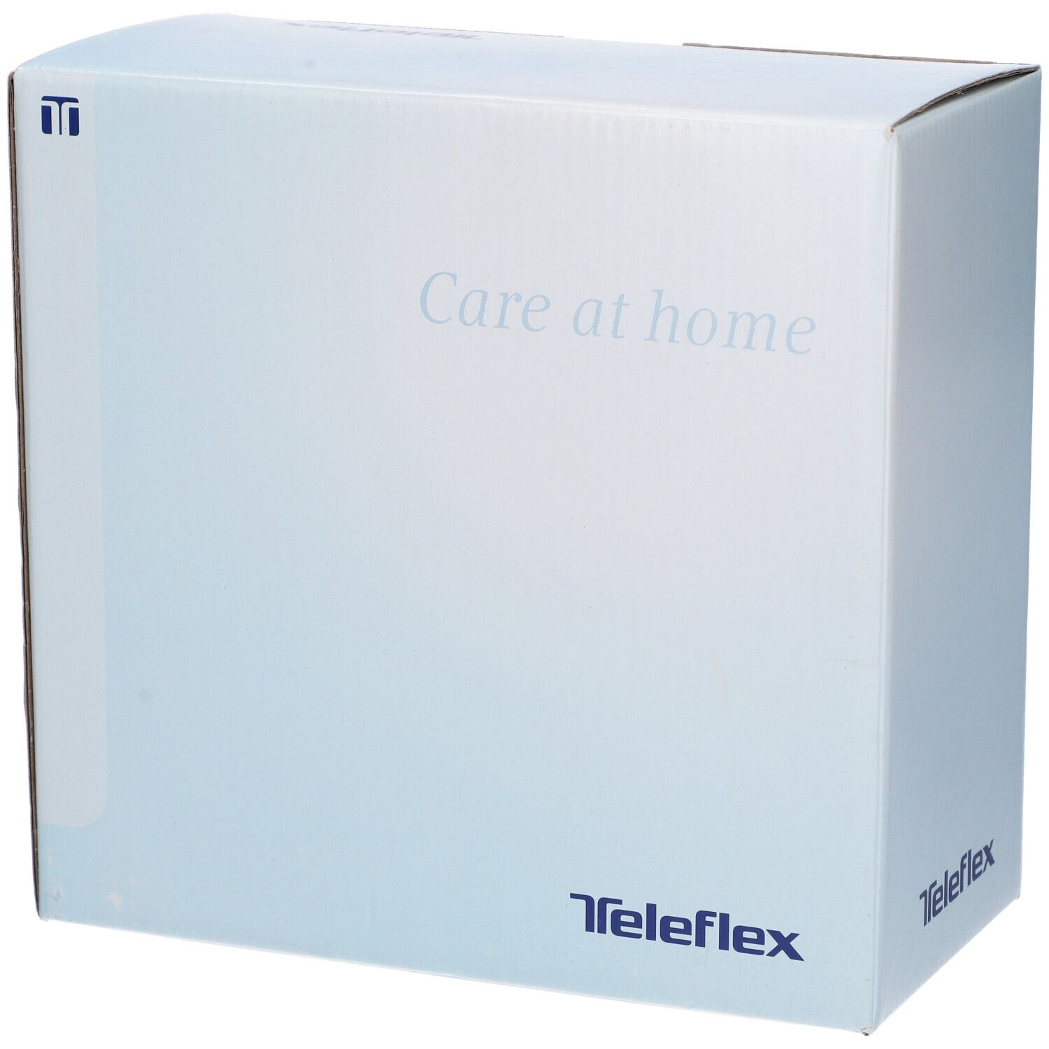 Confezione in cartone con logo Teleflex e testo 'Care at home'. La confezione è azzurra e bianca.