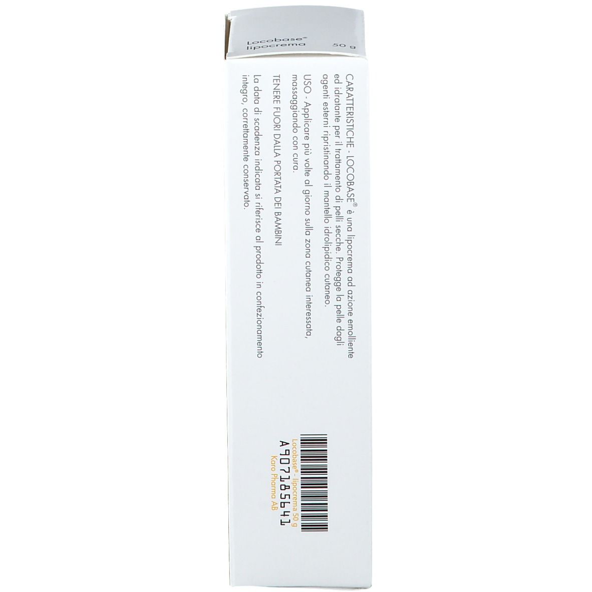 Seitenansicht der Produktverpackung. Barcode und Herstellerinformationen sind aufgedruckt.