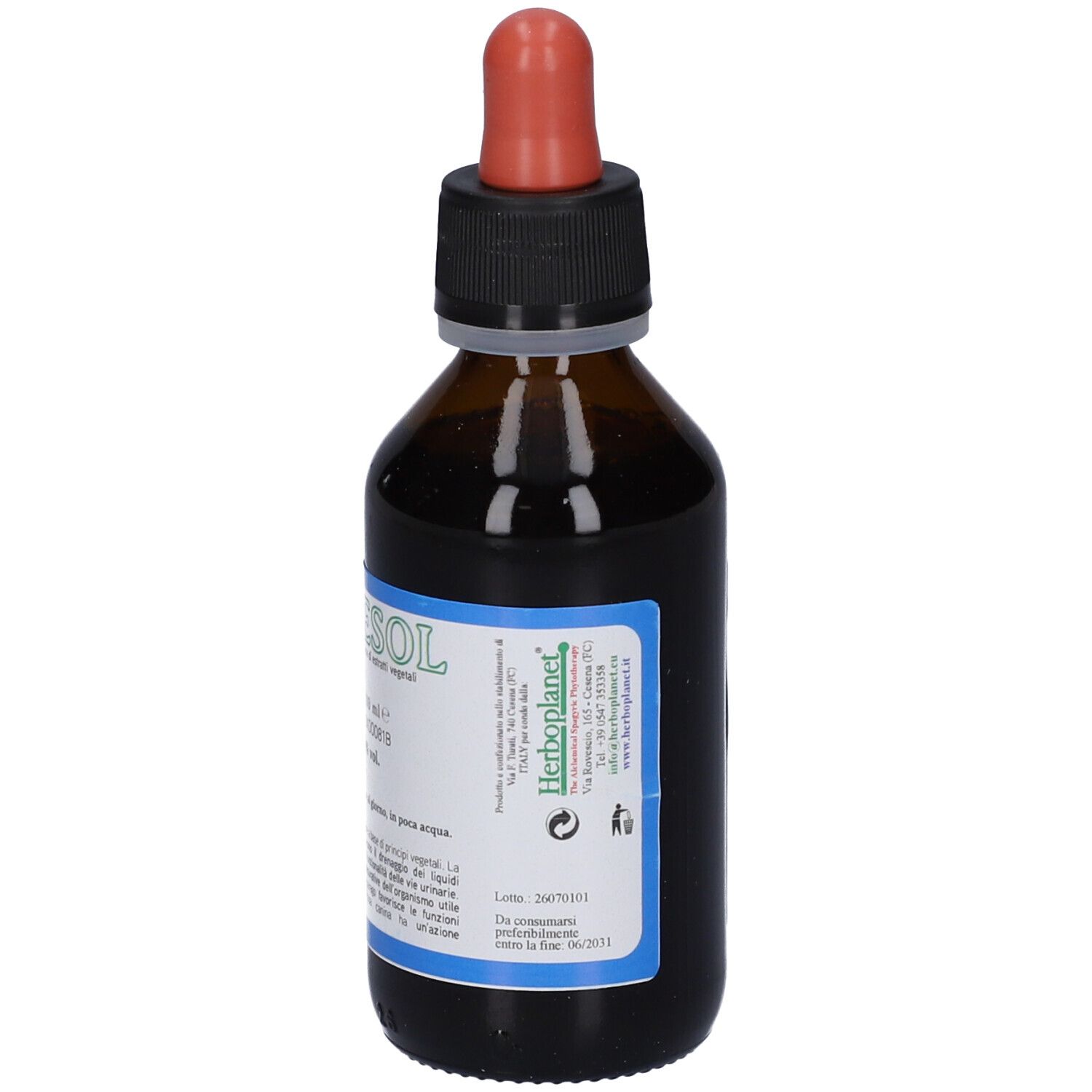 Braune Glasflasche mit Pipettenverschluss, 100ml.