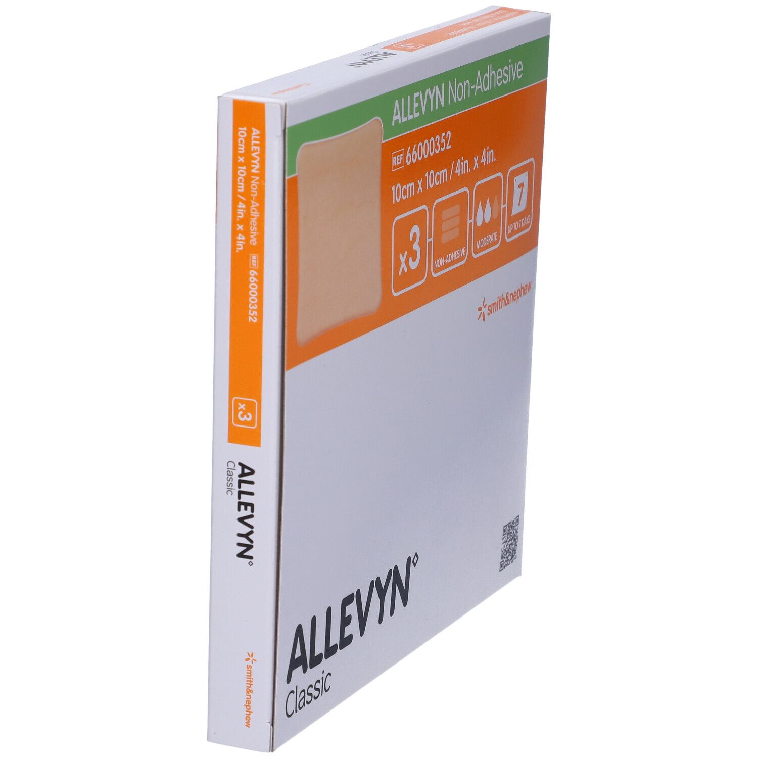 Confezione ALLEVYN Classic, medicazioni non adesive 10x10cm. 3 pezzi. Smith & Nephew.