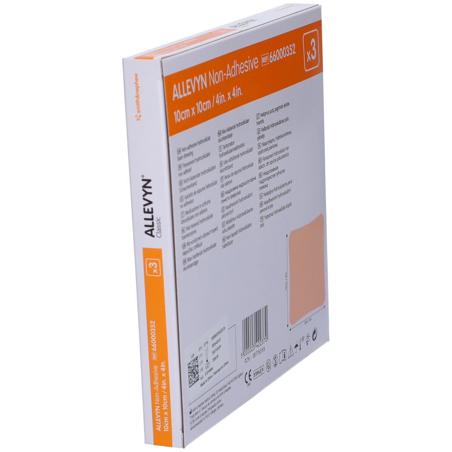 Confezione ALLEVYN Classic, medicazioni non adesive 10x10cm. 3 pezzi. Smith & Nephew.
