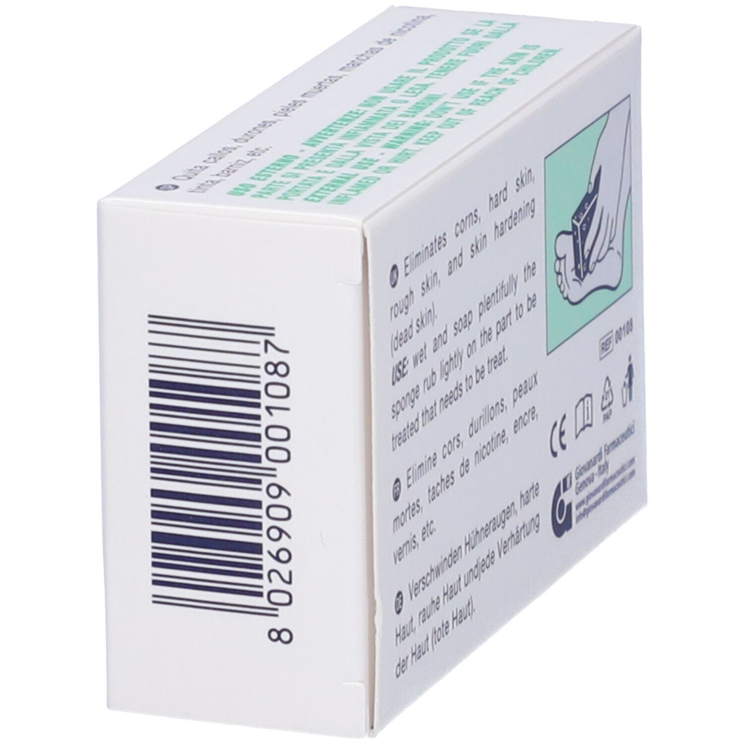 Confezione Alpino Spugna Nera. Scatola bianca con logo verde e nome del prodotto. Codice a barre sul lato.