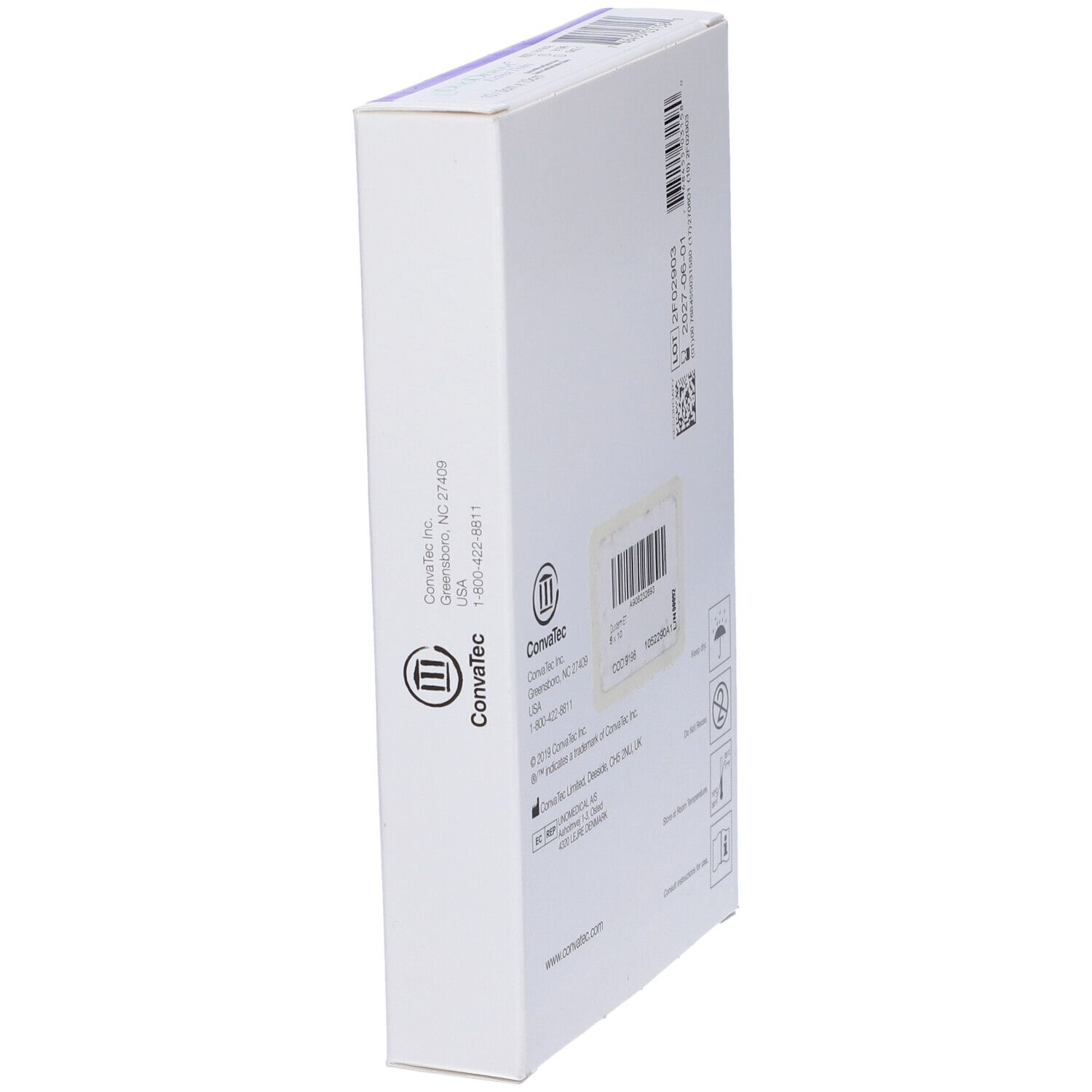 Seitenansicht der Verpackung. Herstellerinformationen und Barcode.