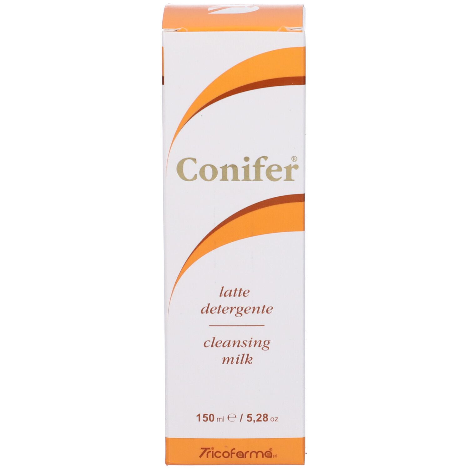Scatola con scritta: Conifer, latte detergente, cleansing milk, 150 ml.