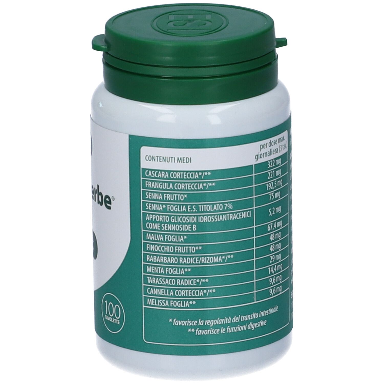 Retro flacone bianco, tappo verde. Ingredienti e informazioni produttore.