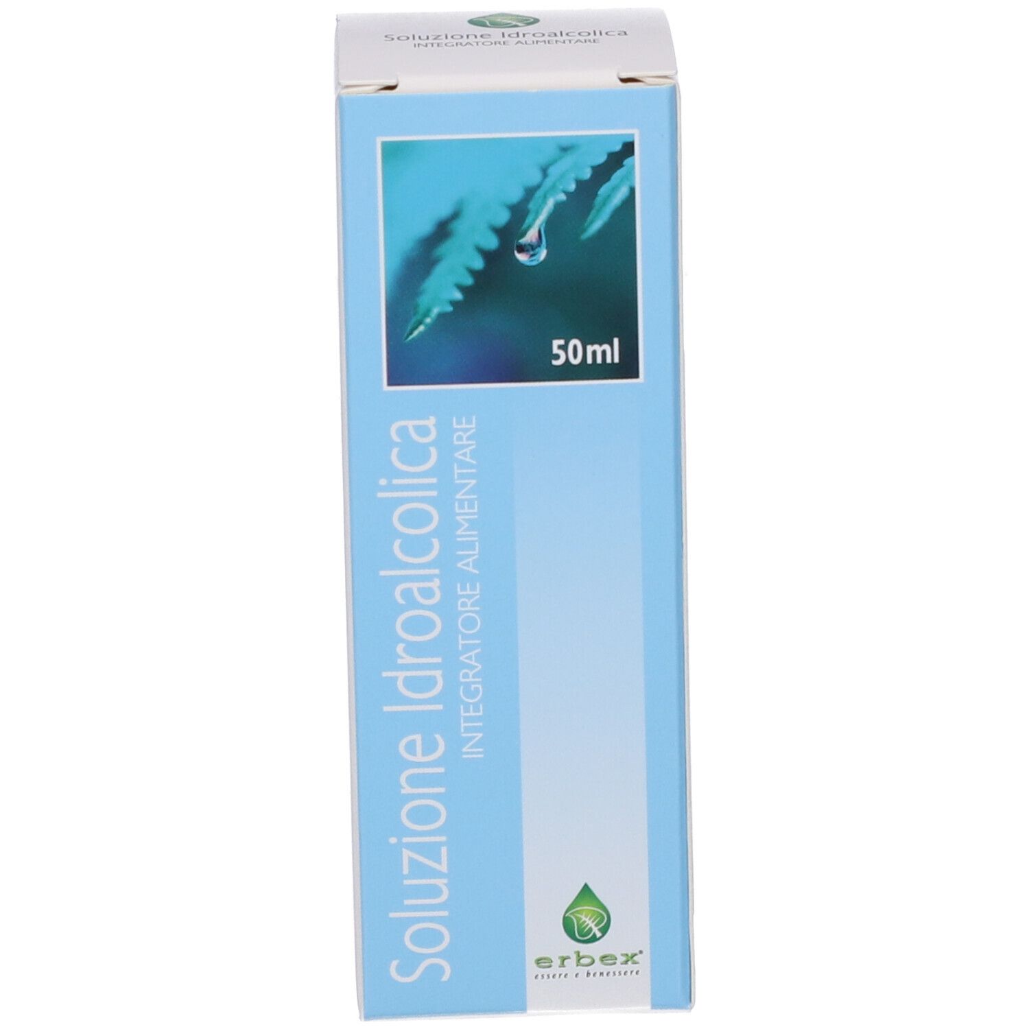 Scatola blu con nome del prodotto e '50ml'.