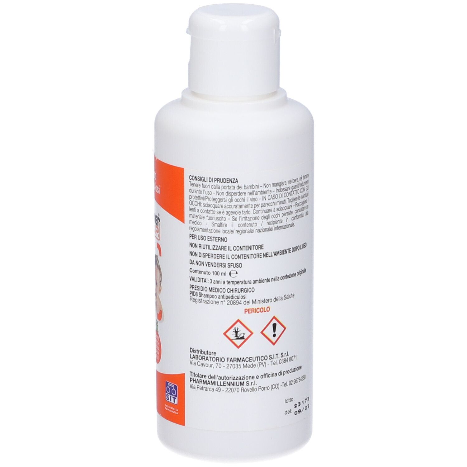 Flasche mit 100ml Mediker a.P. Shampoo antipédiculosi.