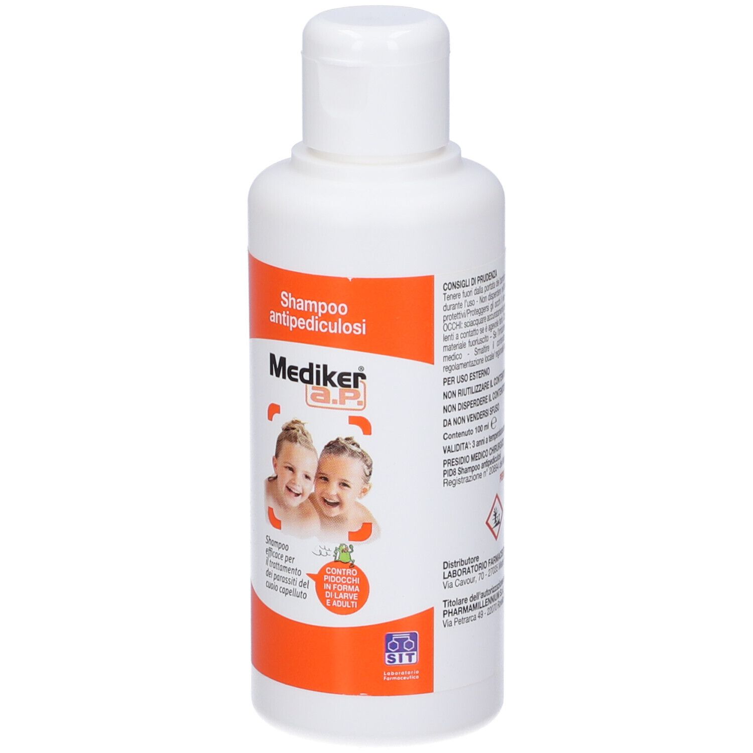 Flasche mit 100ml Mediker a.P. Shampoo antipédiculosi.