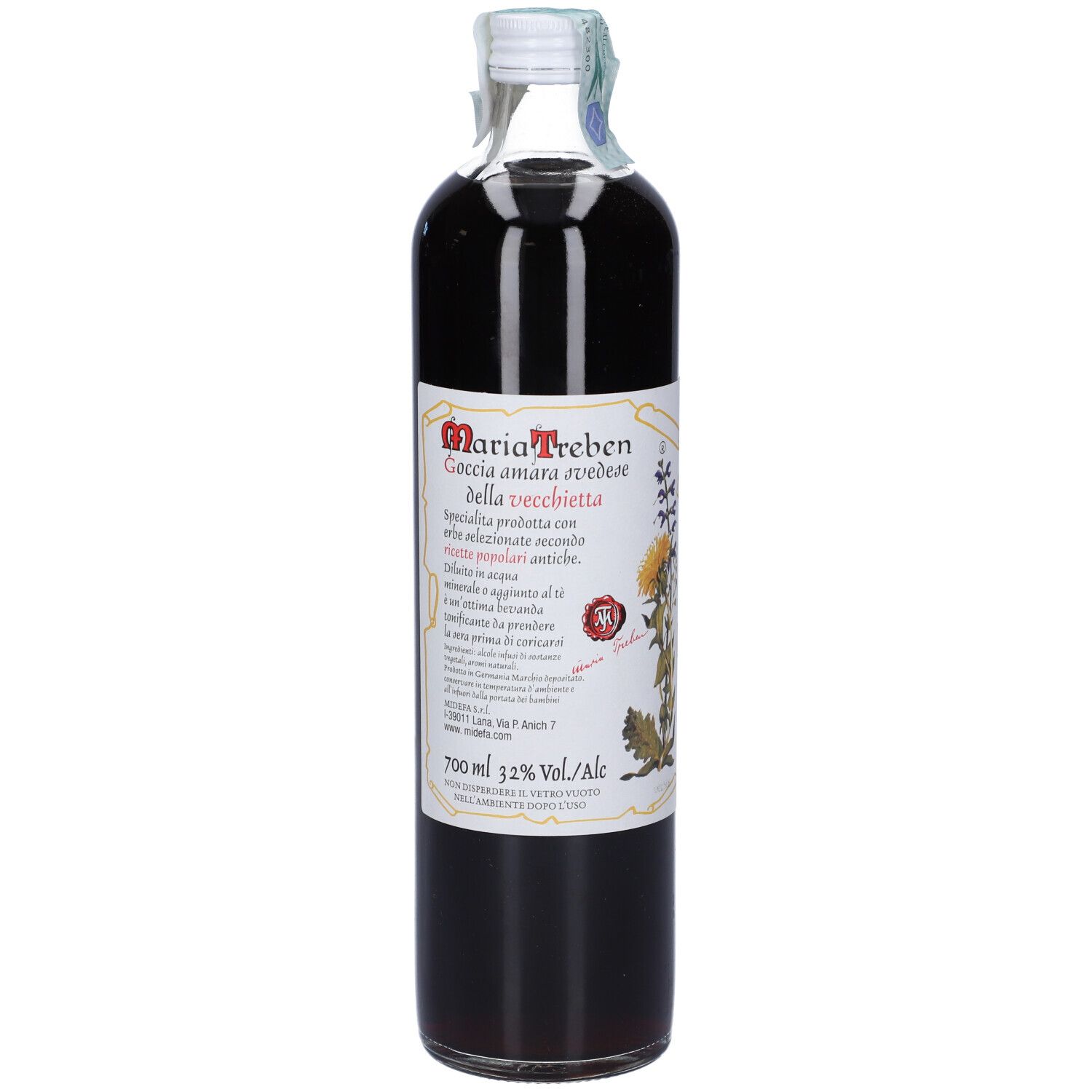 Maria Treben Goccia Amara Schwedenbitter Tropfen in Glasflasche, 700ml, 32% Vol. Alk.