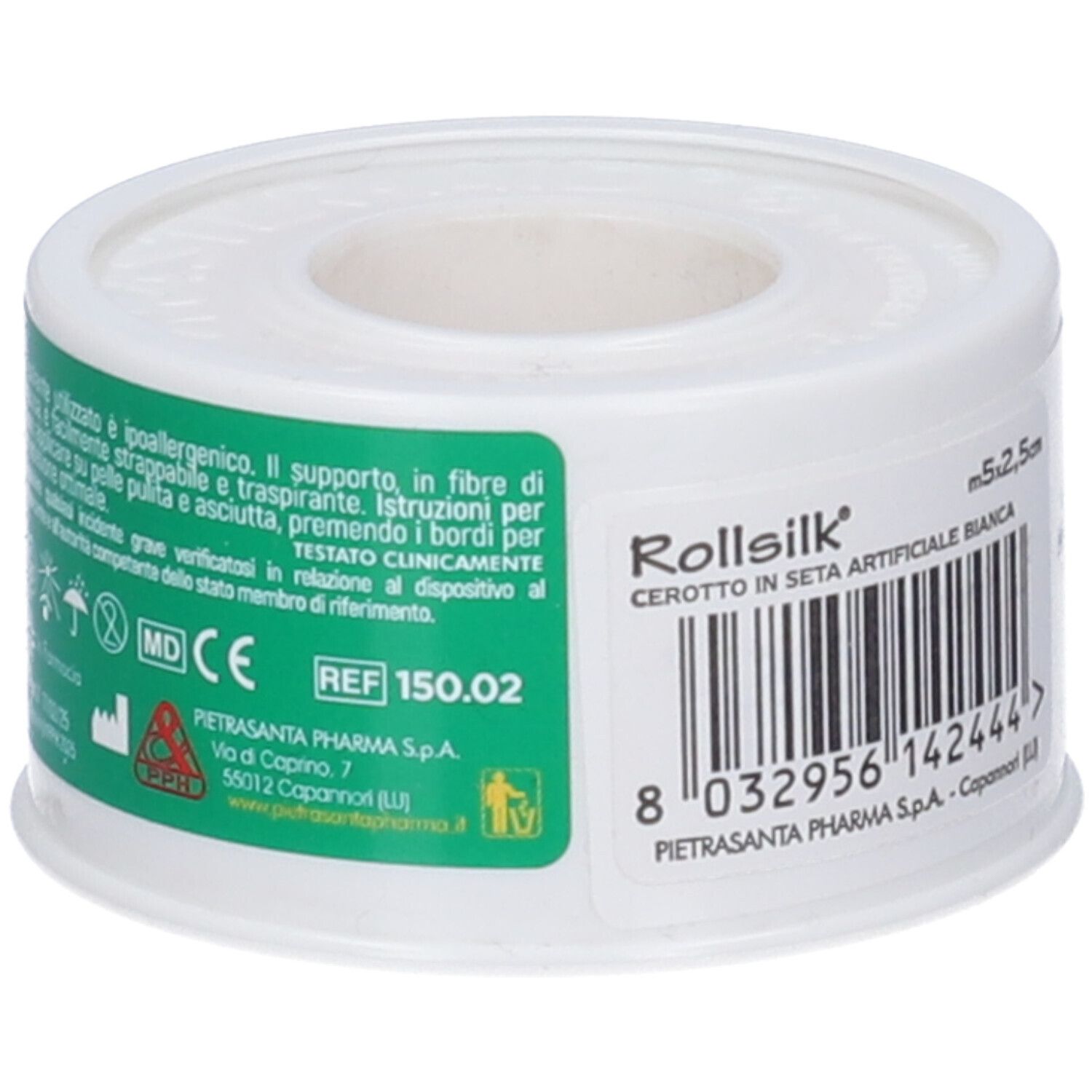 Master-Aid Rollsilk m 5x2,5cm, weißes Kunstseiden-Pflaster, latexfrei.